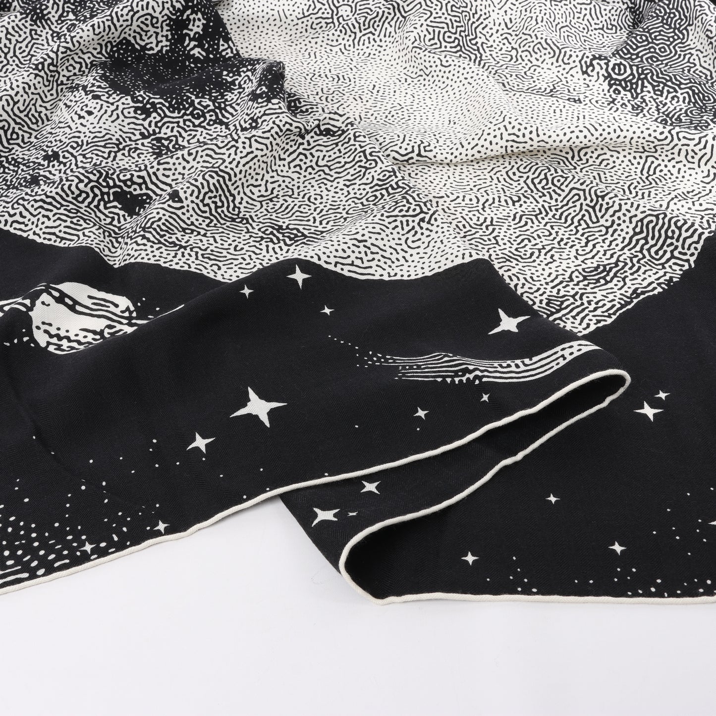 Hermès Carré 140 "CLAIR DE LUNE" 100% Silk Scarf in Black x White
