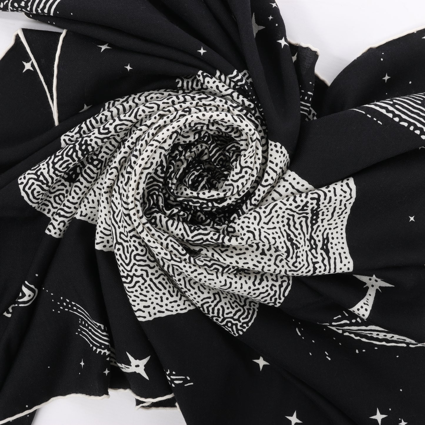 Hermès Carré 140 "CLAIR DE LUNE" 100% Silk Scarf in Black x White