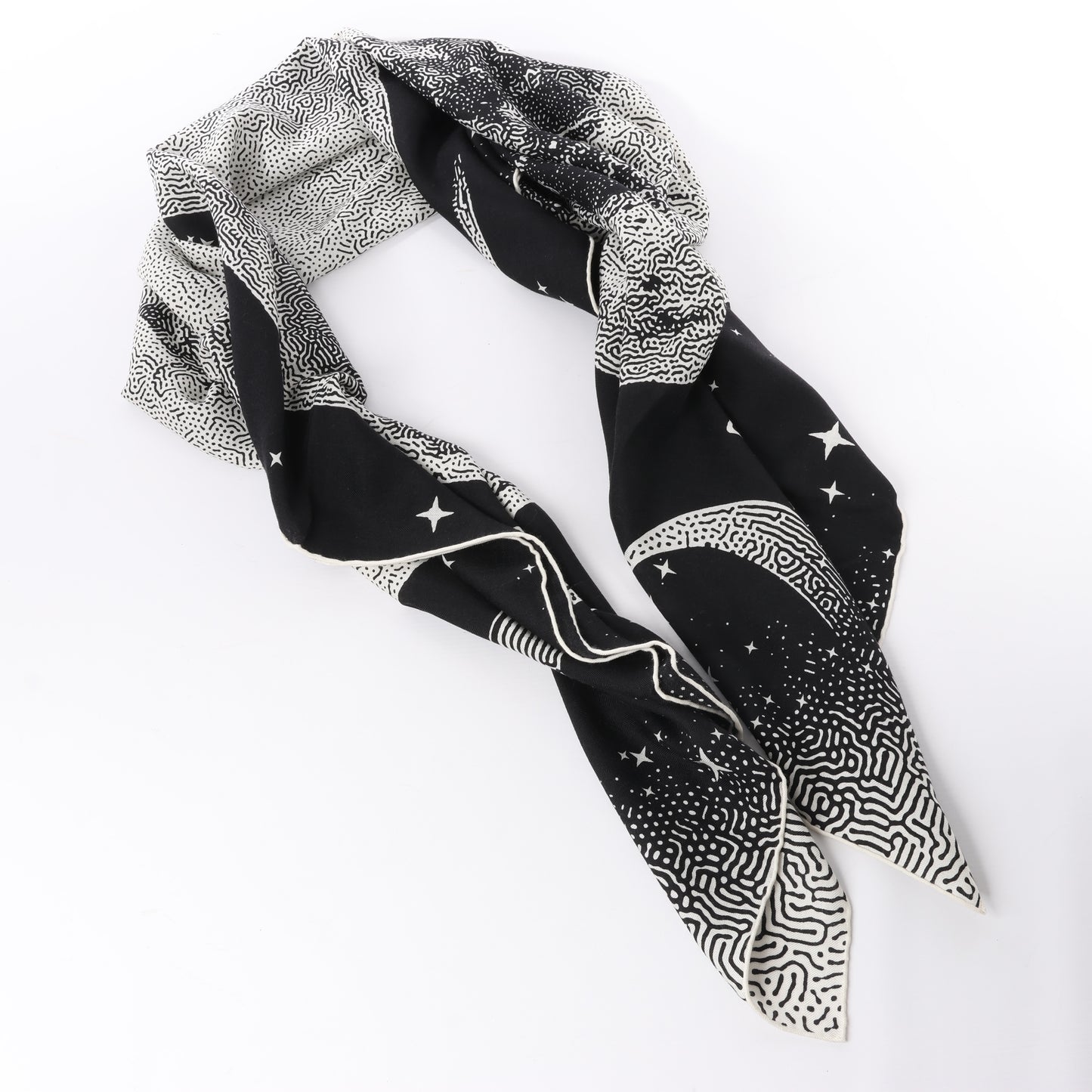 Hermès Carré 140 "CLAIR DE LUNE" 100% Silk Scarf in Black x White