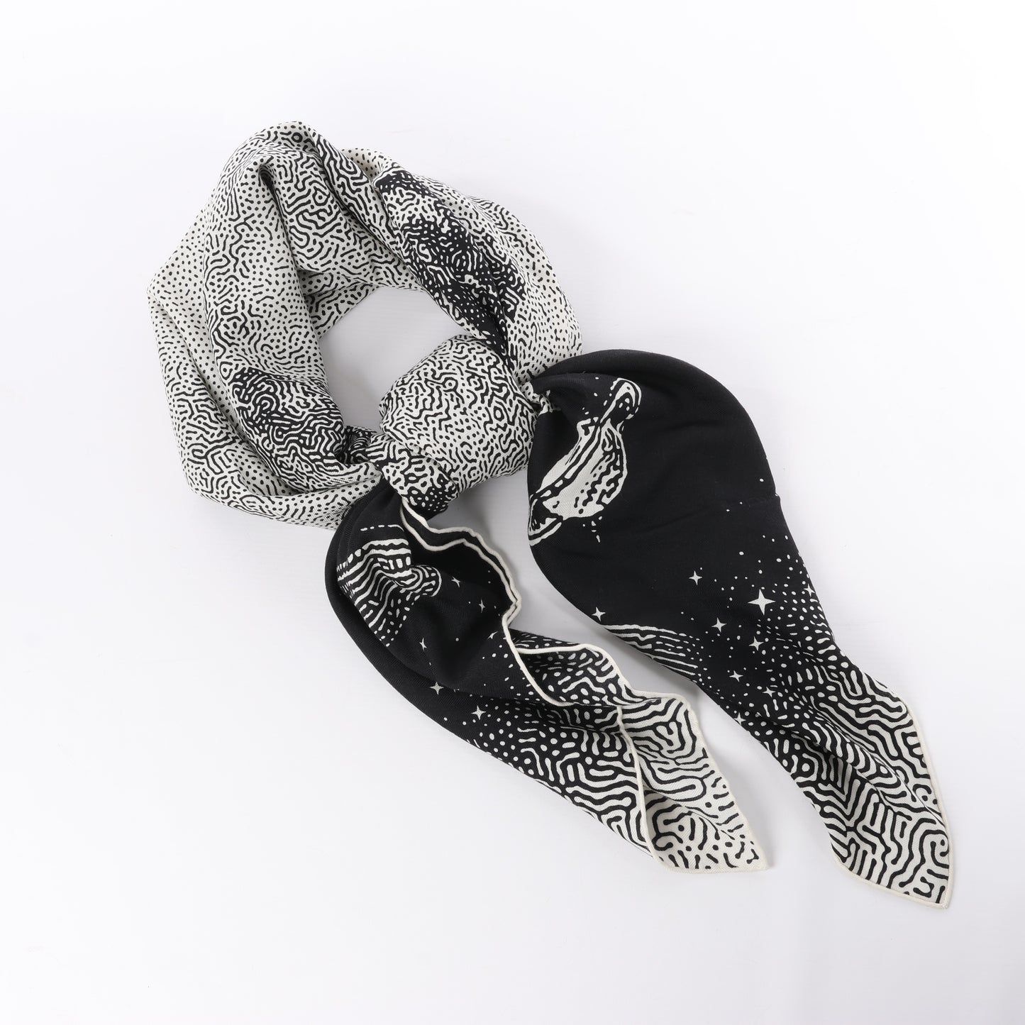 Hermès Carré 140 "CLAIR DE LUNE" 100% Silk Scarf in Black x White