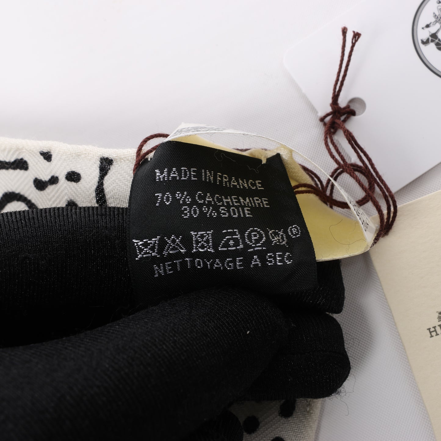Hermès Carré 140 "CLAIR DE LUNE" 100% Silk Scarf in Black x White
