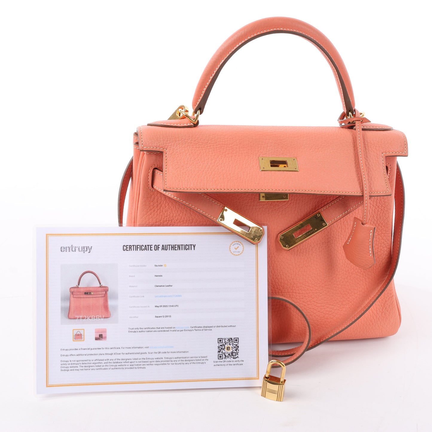 HERMÈS Kelly 28 Taurillon Clemence Pink Gold Metal Fittings Handbag □Q:2013