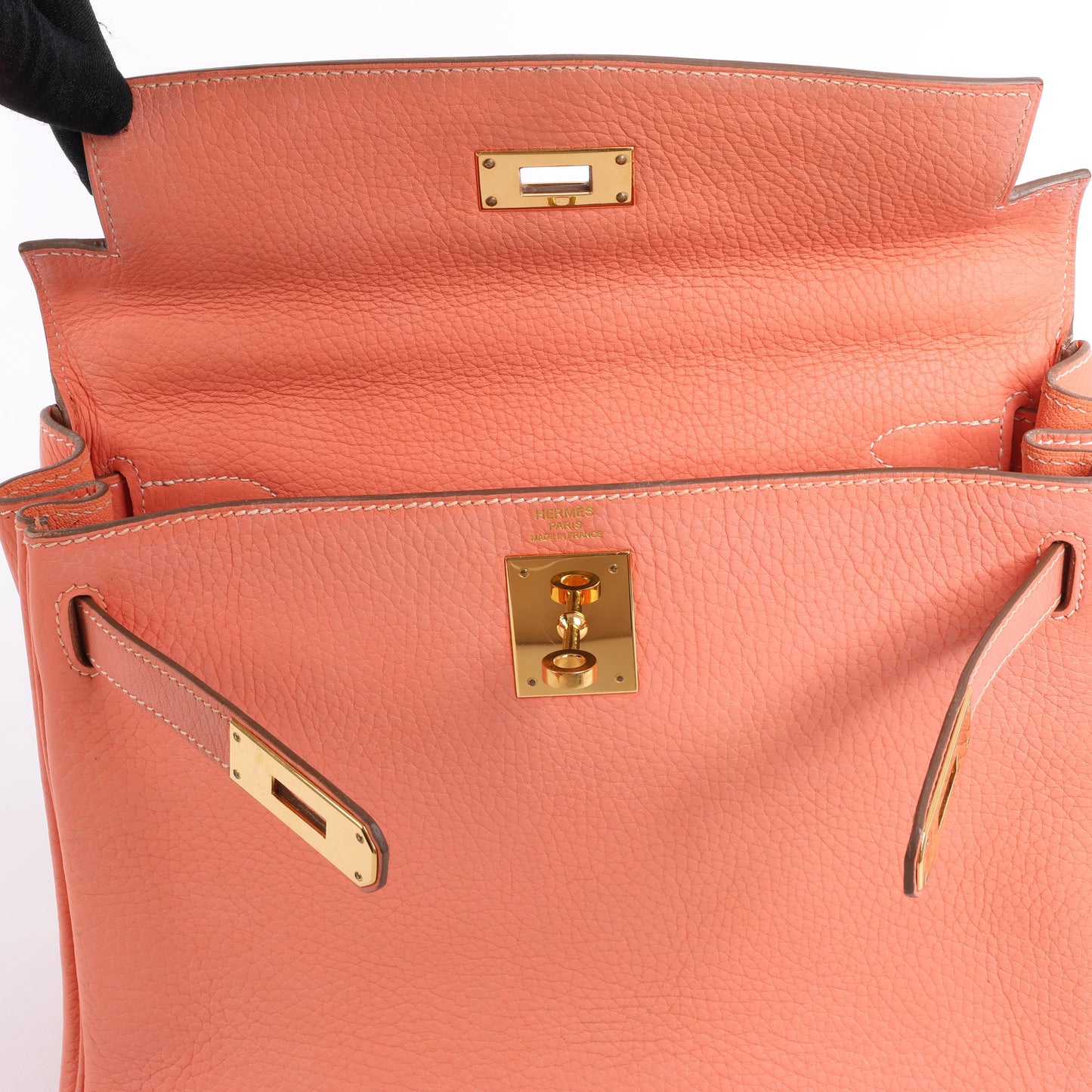 HERMÈS Kelly 28 Taurillon Clemence Pink Gold Metal Fittings Handbag □Q:2013