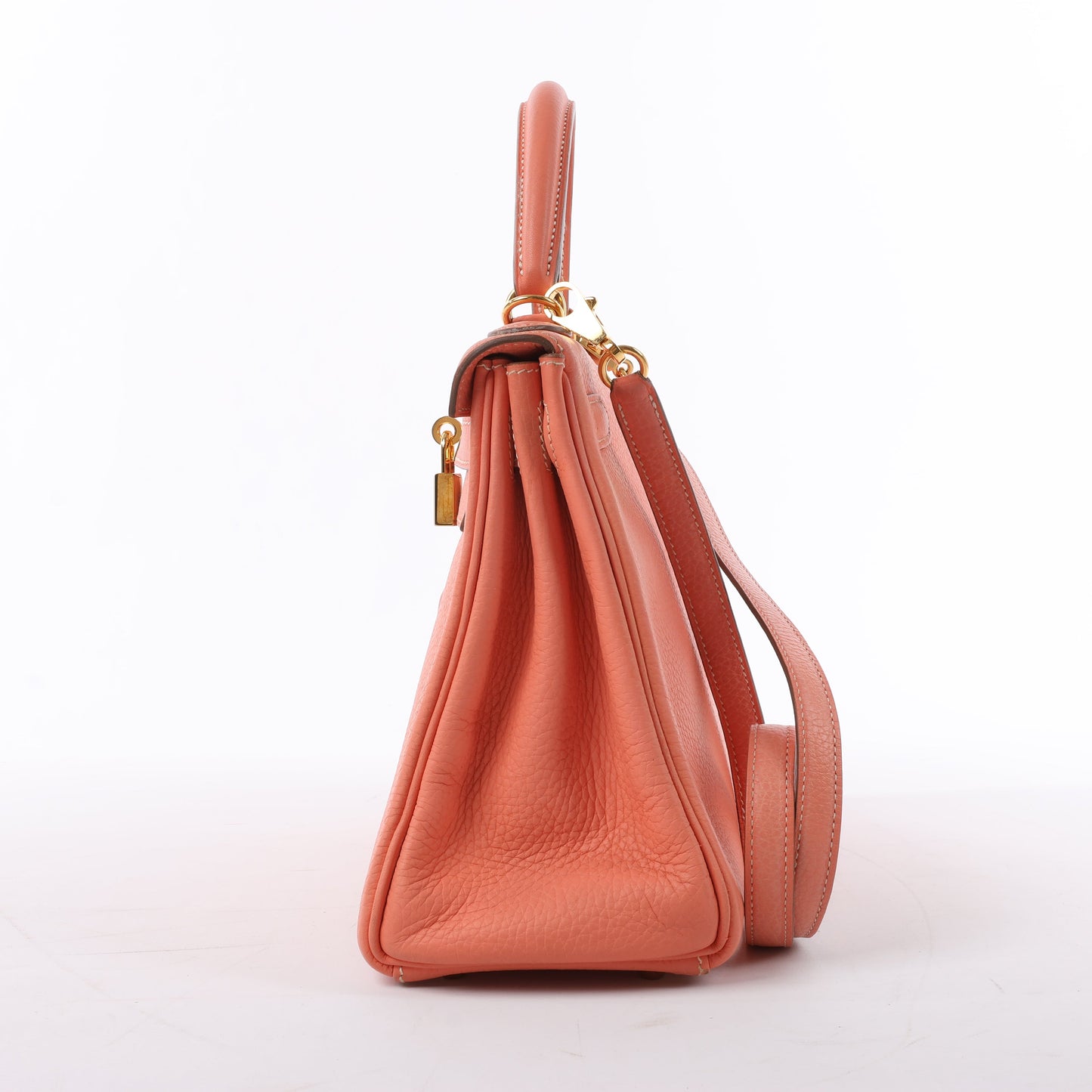 HERMÈS Kelly 28 Taurillon Clemence Pink Gold Metal Fittings Handbag □Q:2013