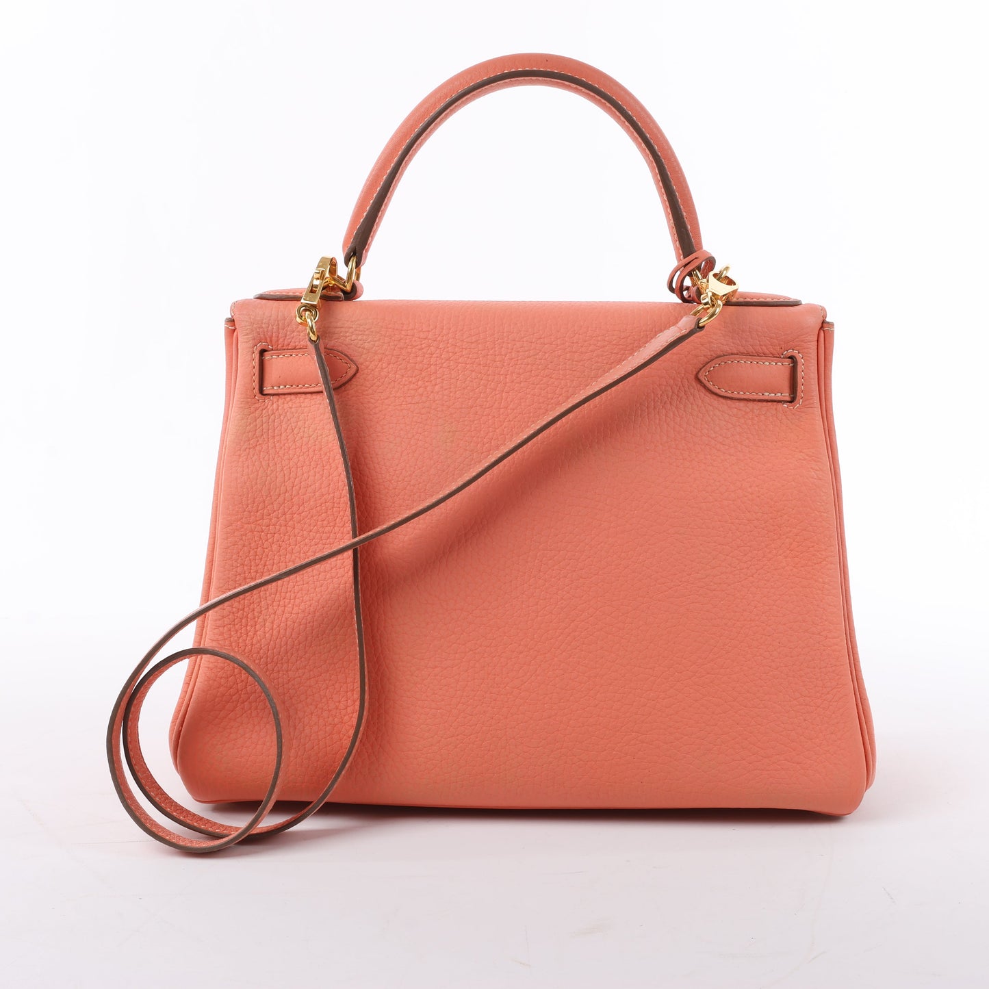 HERMÈS Kelly 28 Taurillon Clemence Pink Gold Metal Fittings Handbag □Q:2013
