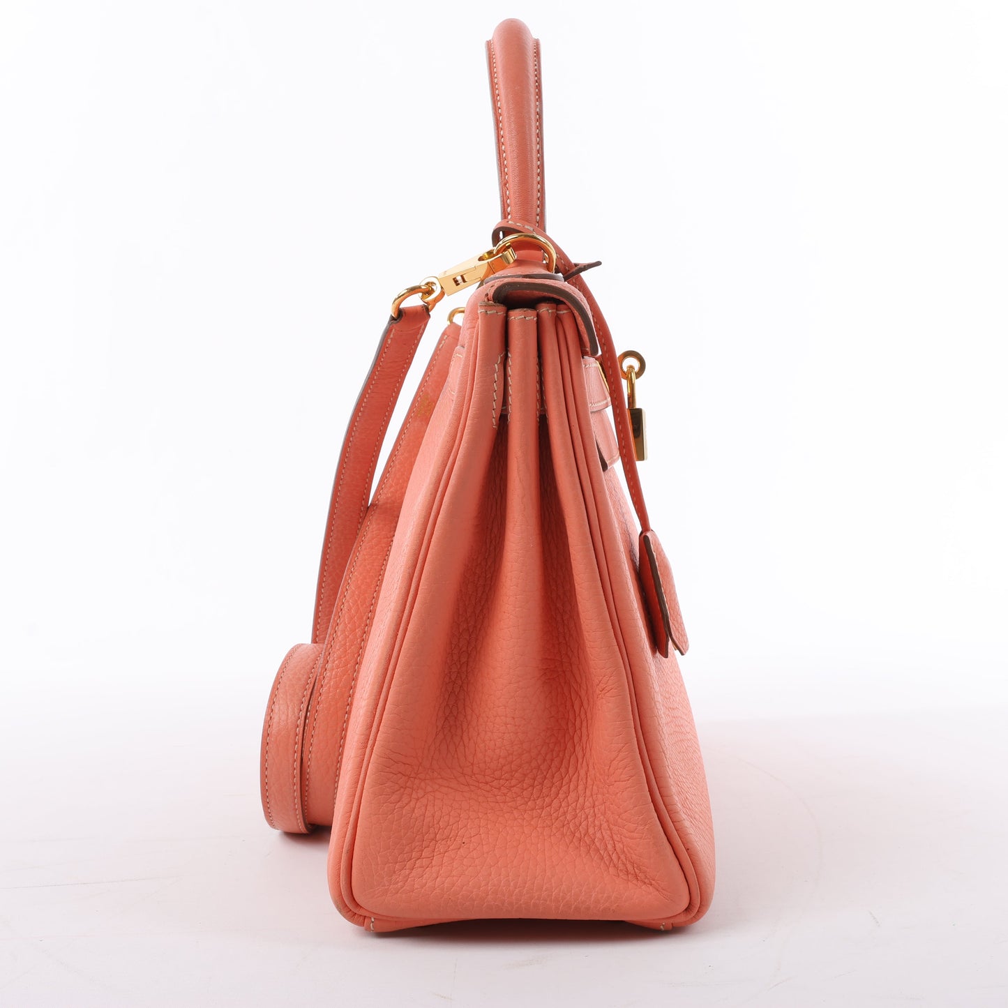 HERMÈS Kelly 28 Taurillon Clemence Pink Gold Metal Fittings Handbag □Q:2013