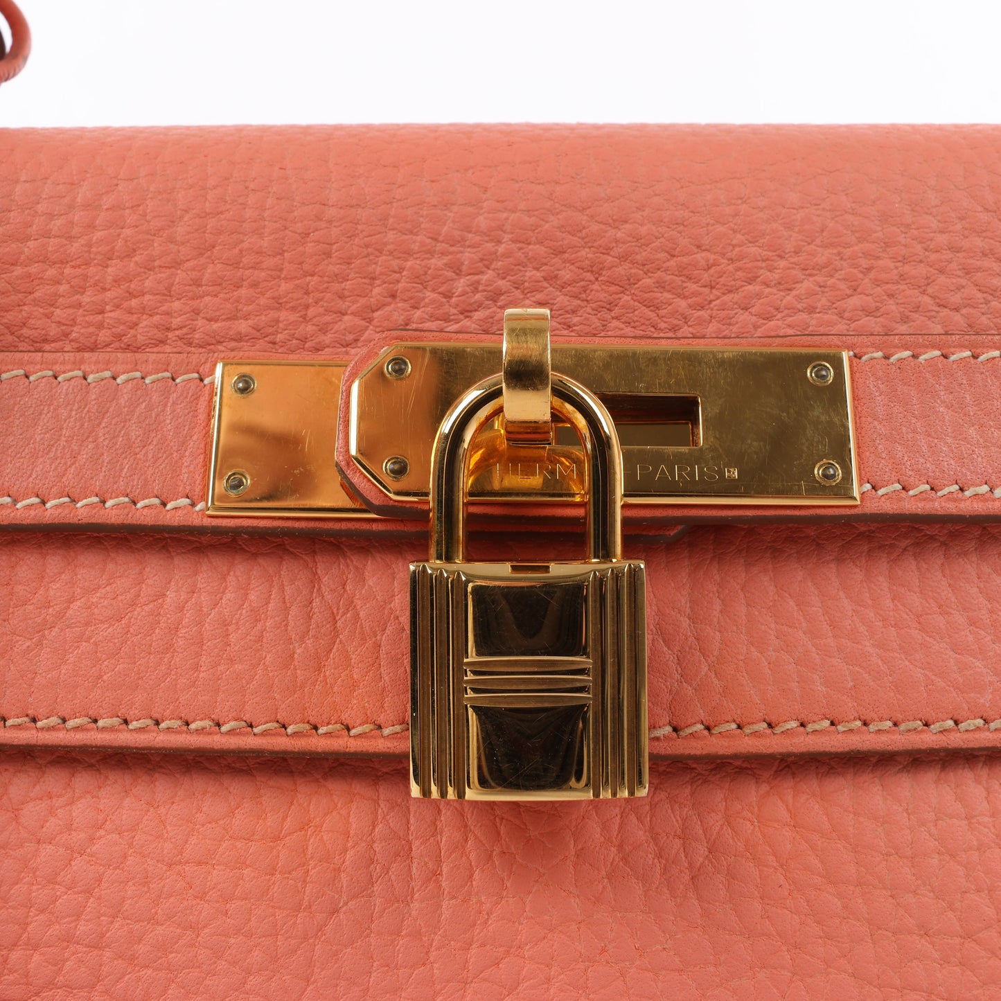 HERMÈS Kelly 28 Taurillon Clemence Pink Gold Metal Fittings Handbag □Q:2013