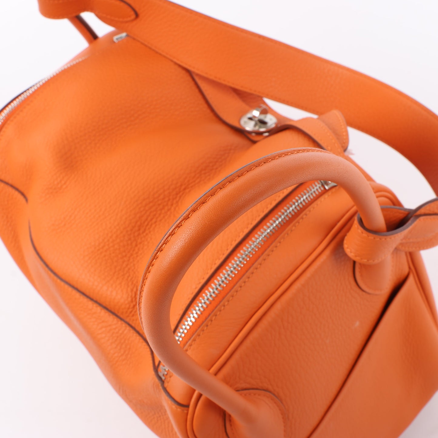 Hermes Lindy 34 Taurillon Clemence Orange Silver Metal Fittings Handbag □P:2012