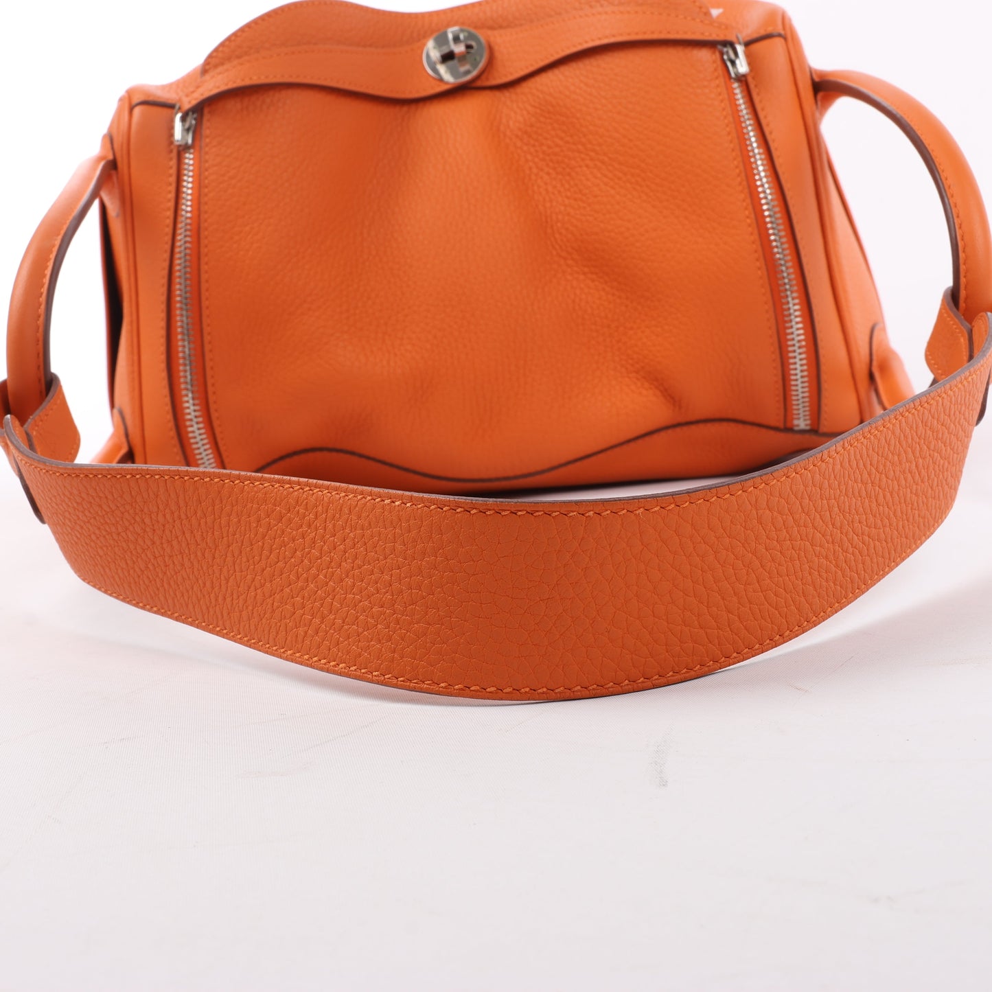 Hermes Lindy 34 Taurillon Clemence Orange Silver Metal Fittings Handbag □P:2012