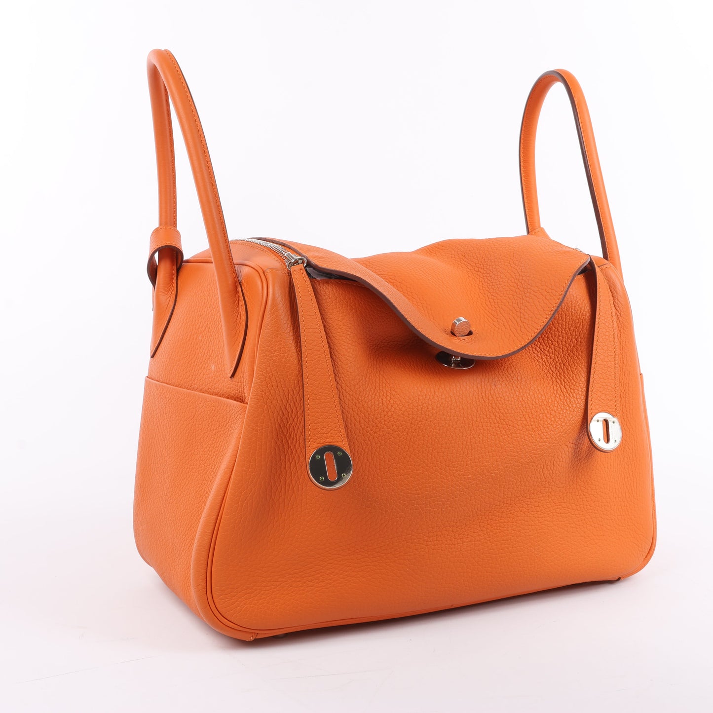 Hermes Lindy 34 Taurillon Clemence Orange Silver Metal Fittings Handbag □P:2012