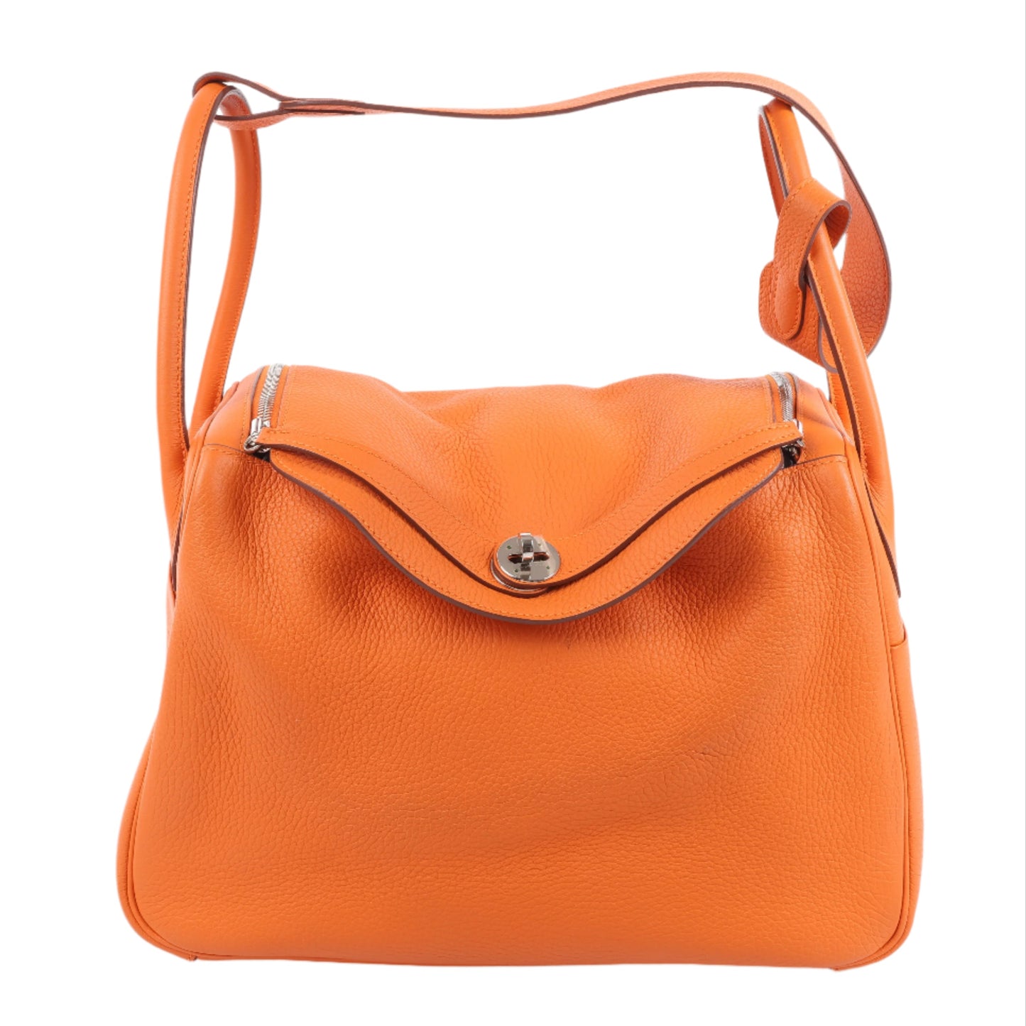 Hermes Lindy 34 Taurillon Clemence Orange Silver Metal Fittings Handbag □P:2012