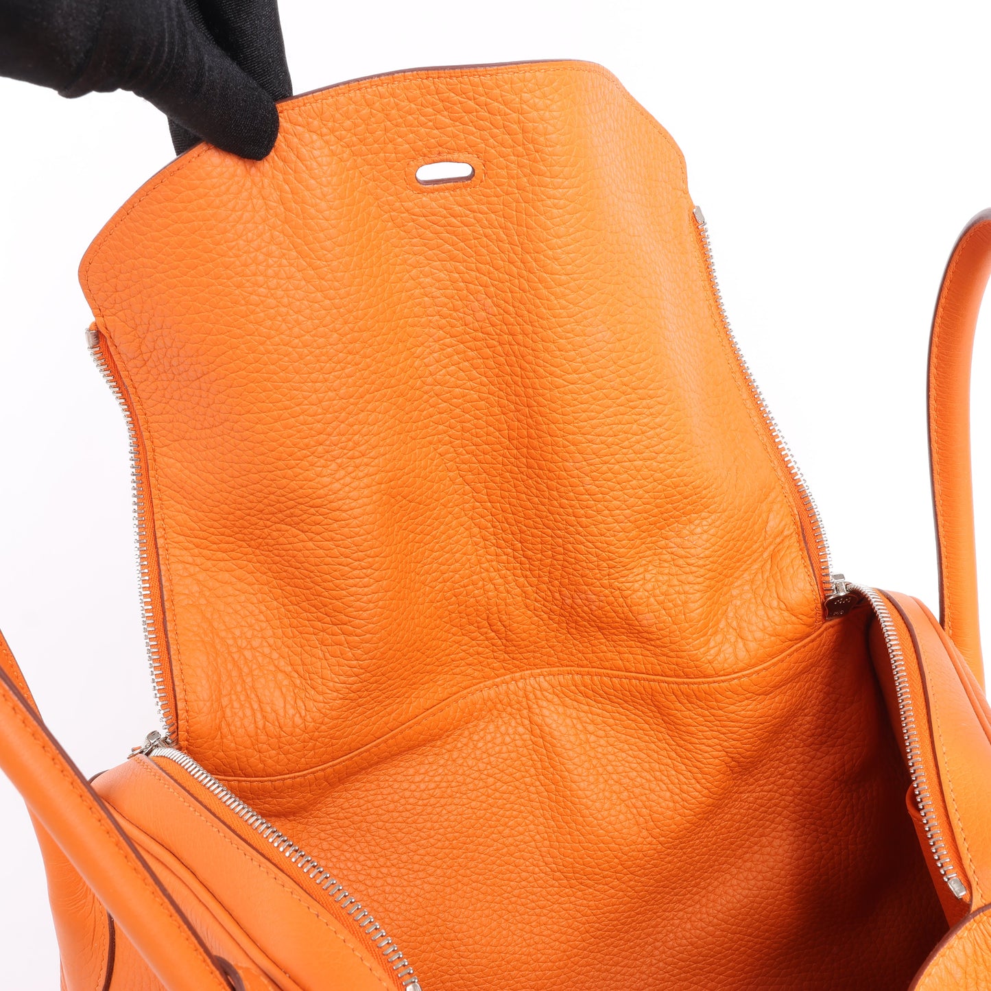 Hermes Lindy 34 Taurillon Clemence Orange Silver Metal Fittings Handbag □P:2012