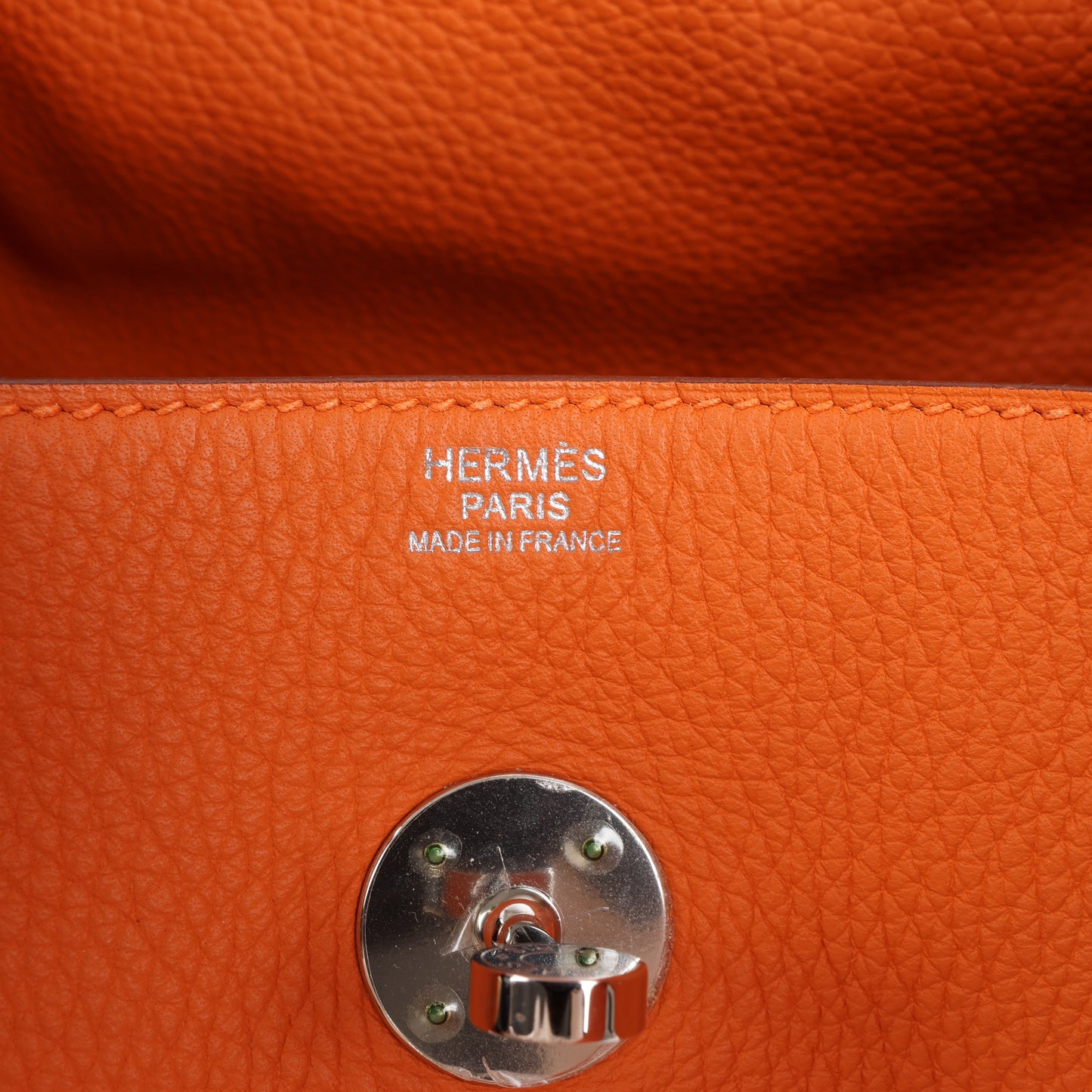 Hermes Lindy 34 Taurillon Clemence Orange Silver Metal Fittings Handbag □P:2012