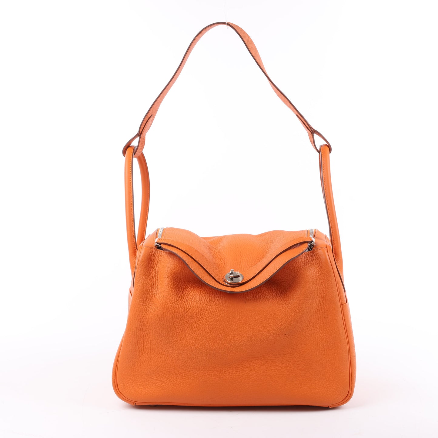 Hermes Lindy 34 Taurillon Clemence Orange Silver Metal Fittings Handbag □P:2012