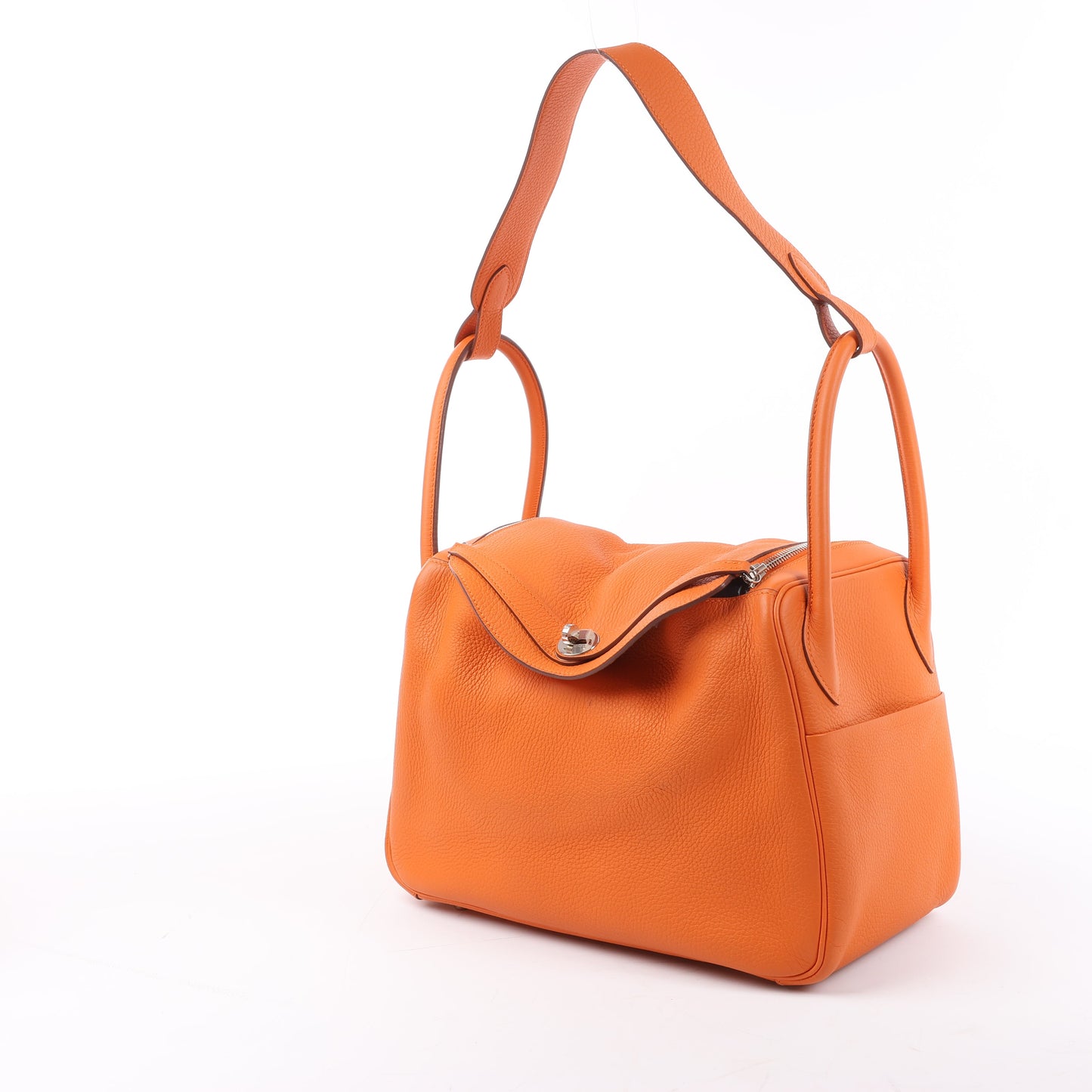 Hermes Lindy 34 Taurillon Clemence Orange Silver Metal Fittings Handbag □P:2012