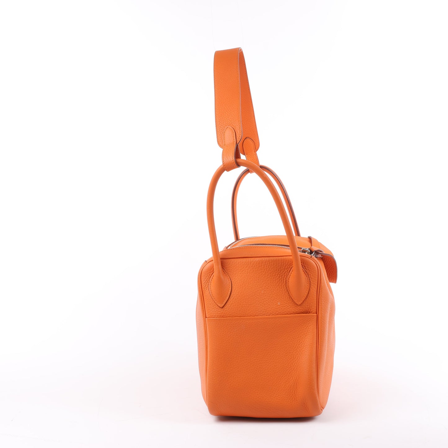 Hermes Lindy 34 Taurillon Clemence Orange Silver Metal Fittings Handbag □P:2012