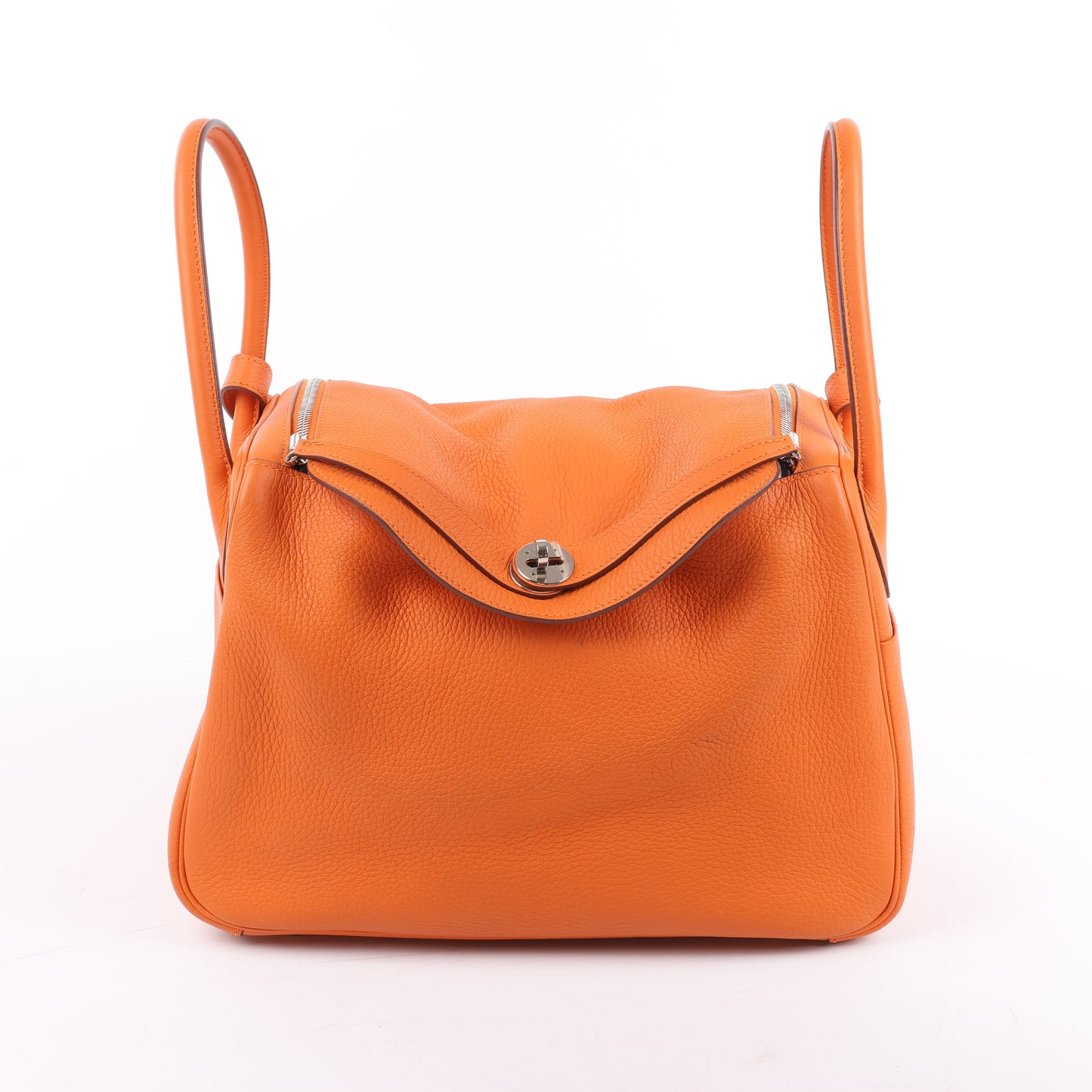 Hermes Lindy 34 Taurillon Clemence Orange Silver Metal Fittings Handbag □P:2012