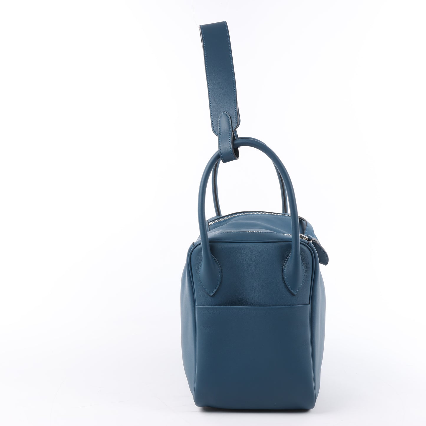 Hermes Lindy 34 Veau Swift Blue de galice Silberne Metallbeschläge 2-Wege-Handtasche □R: 2014