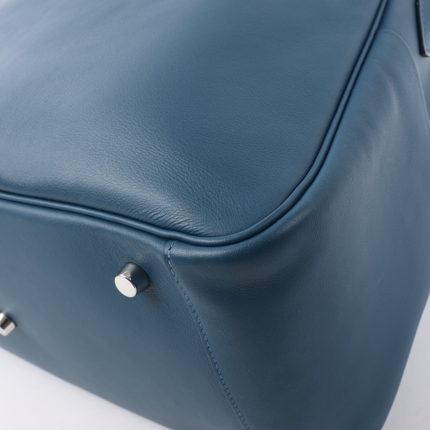 Hermes Lindy 34 Veau Swift Blue de galice Silberne Metallbeschläge 2-Wege-Handtasche □R: 2014