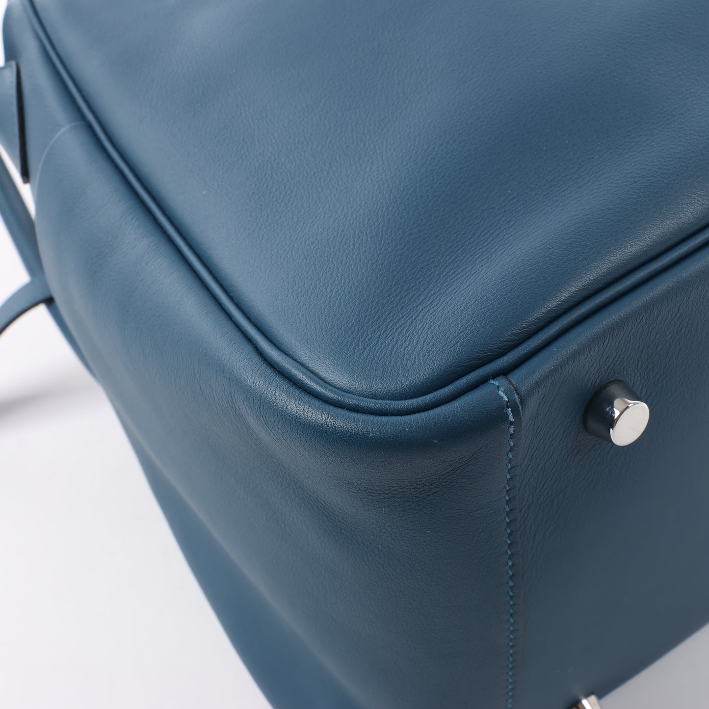 Hermes Lindy 34 Veau Swift Blue de galice Silberne Metallbeschläge 2-Wege-Handtasche □R: 2014