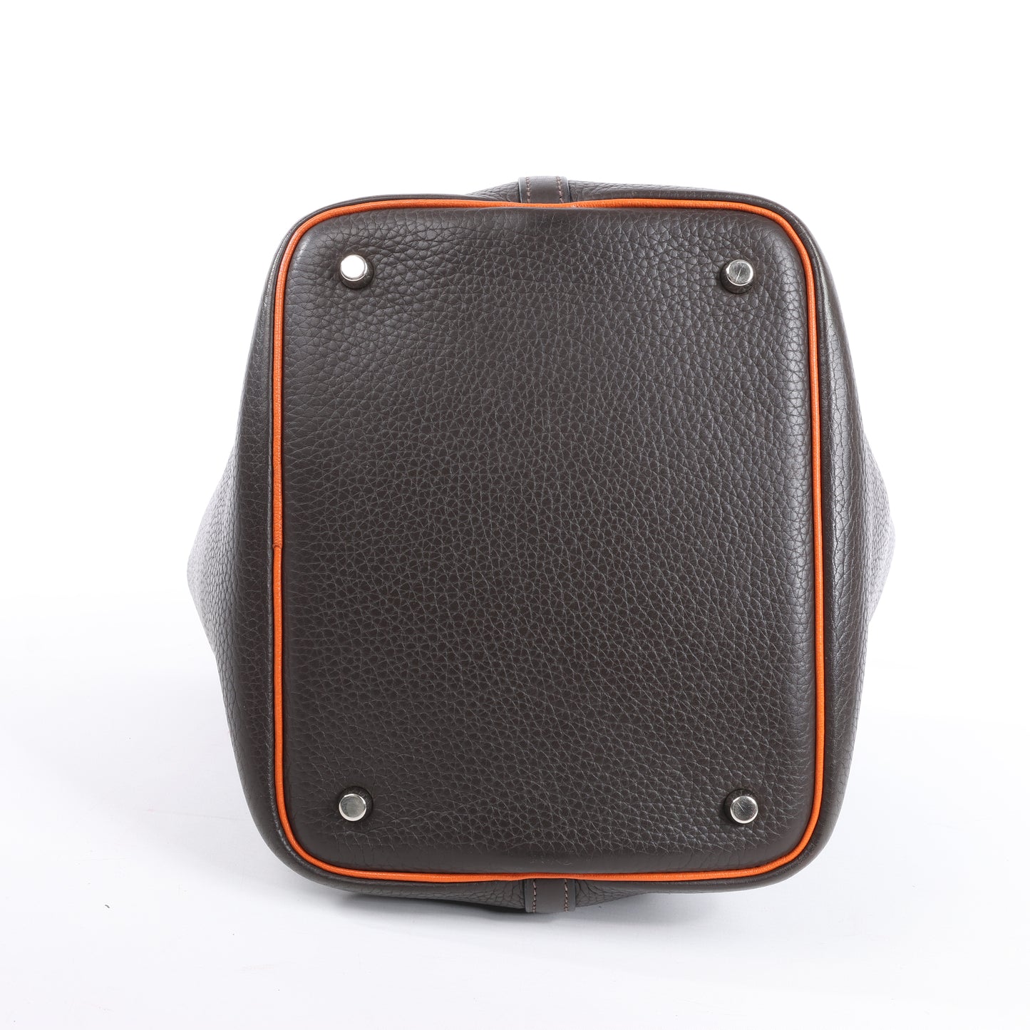 HERMES Picotan 22 MM Eclat Taurillon Clemence Chocolate x orange Silver Metal Fittings □I: 2005
