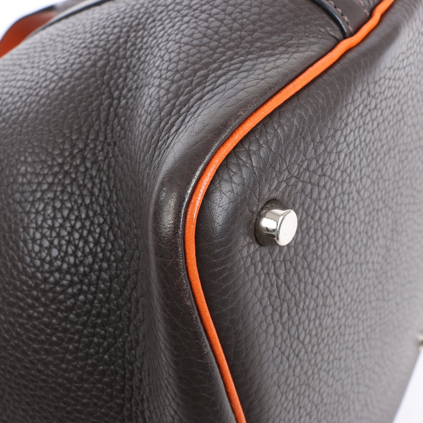 HERMES Picotan 22 MM Eclat Taurillon Clemence Chocolate x orange Silver Metal Fittings □I: 2005