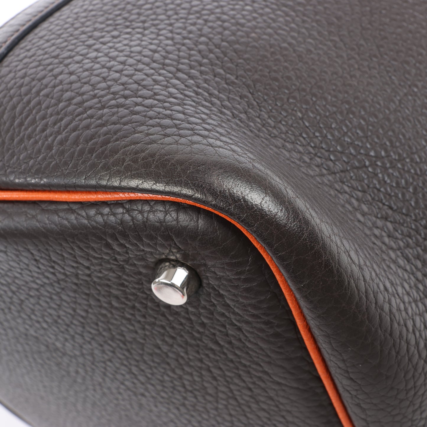 HERMES Picotan 22 MM Eclat Taurillon Clemence Chocolate x orange Silver Metal Fittings □I: 2005