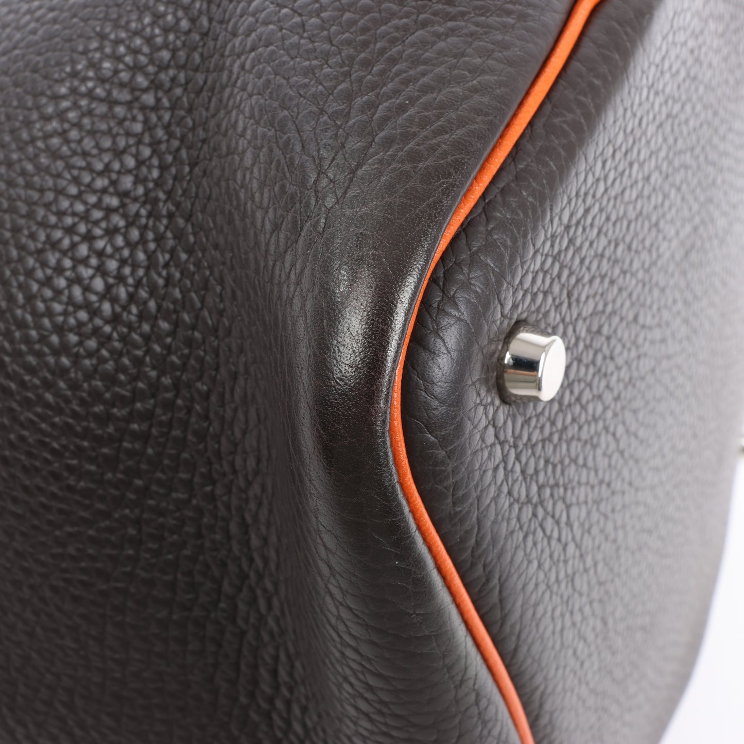 HERMES Picotan 22 MM Eclat Taurillon Clemence Chocolate x orange Silver Metal Fittings □I: 2005
