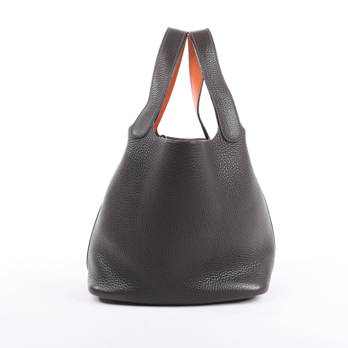 HERMES Picotan 22 MM Eclat Taurillon Clemence Chocolate x orange Silver Metal Fittings □I: 2005