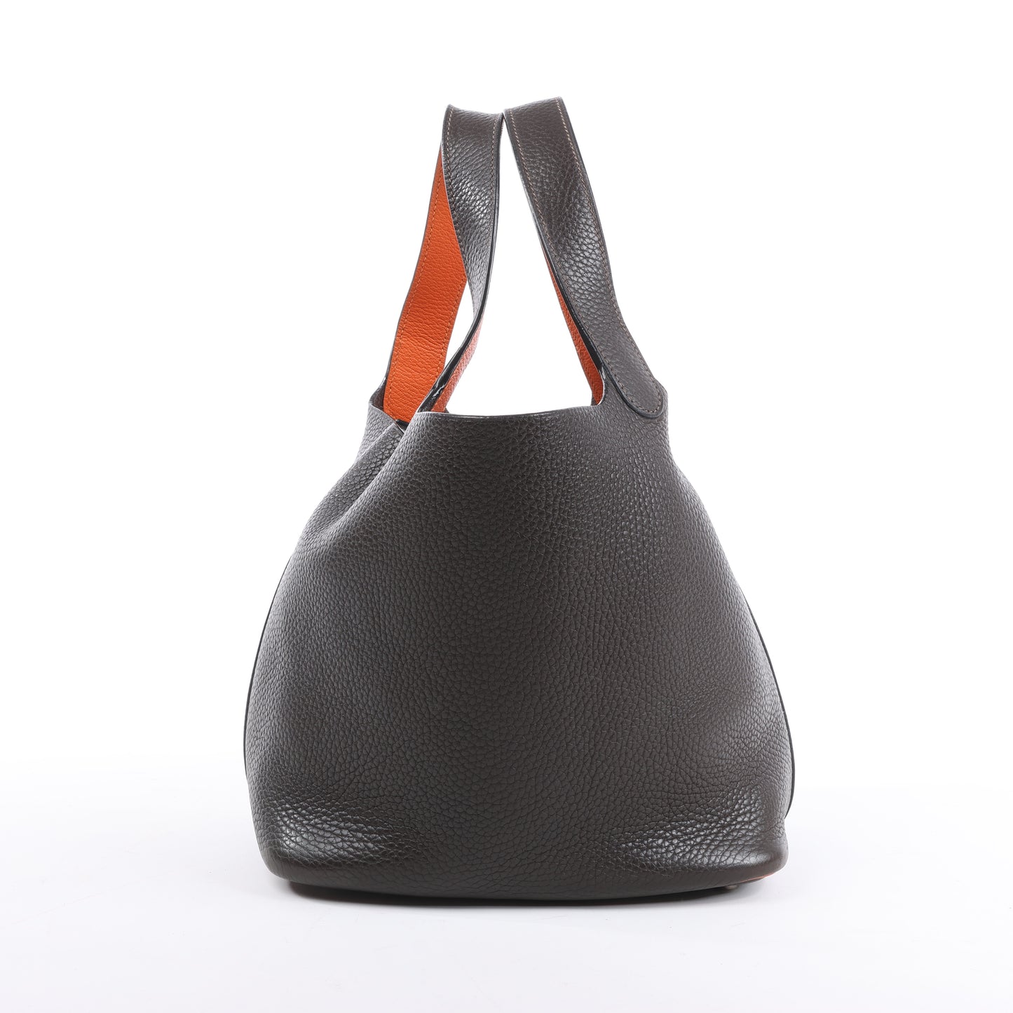 HERMES Picotan 22 MM Eclat Taurillon Clemence Chocolate x orange Silver Metal Fittings □I: 2005