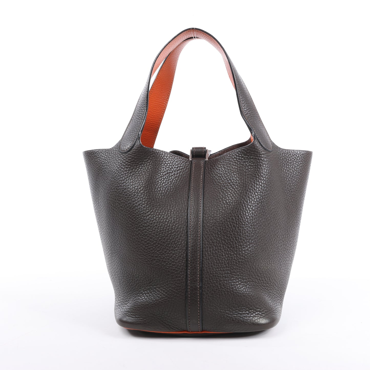 HERMES Picotan 22 MM Eclat Taurillon Clemence Chocolate x orange Silver Metal Fittings □I: 2005