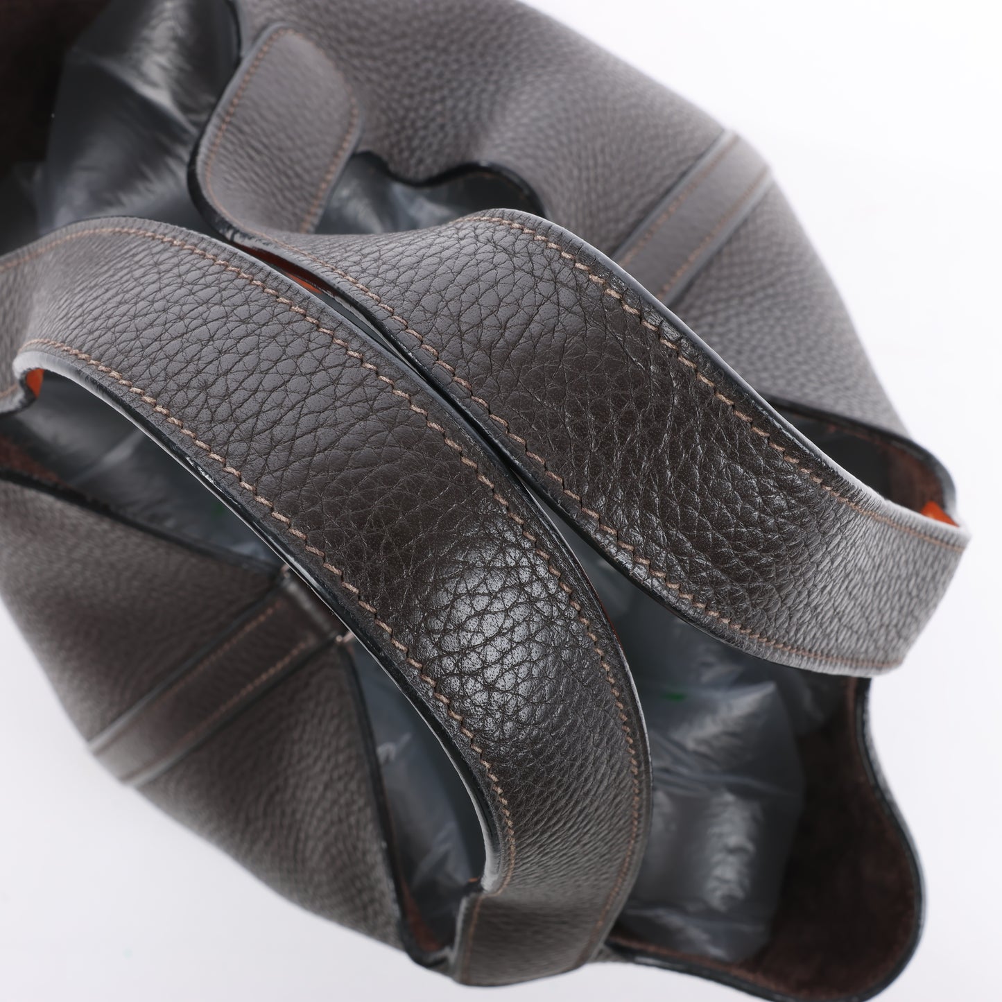 HERMES Picotan 22 MM Eclat Taurillon Clemence Chocolate x orange Silver Metal Fittings □I: 2005