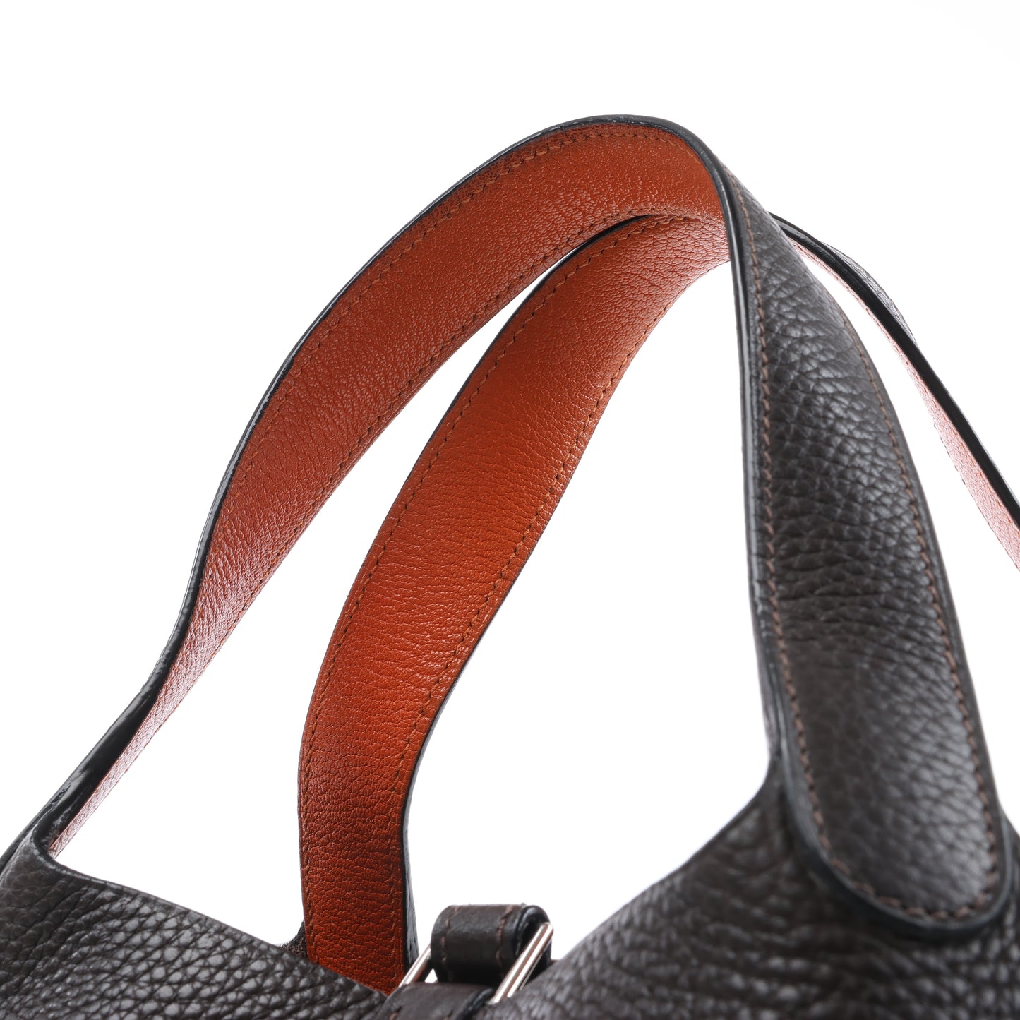 HERMES Picotan 22 MM Eclat Taurillon Clemence Chocolate x orange Silver Metal Fittings □I: 2005