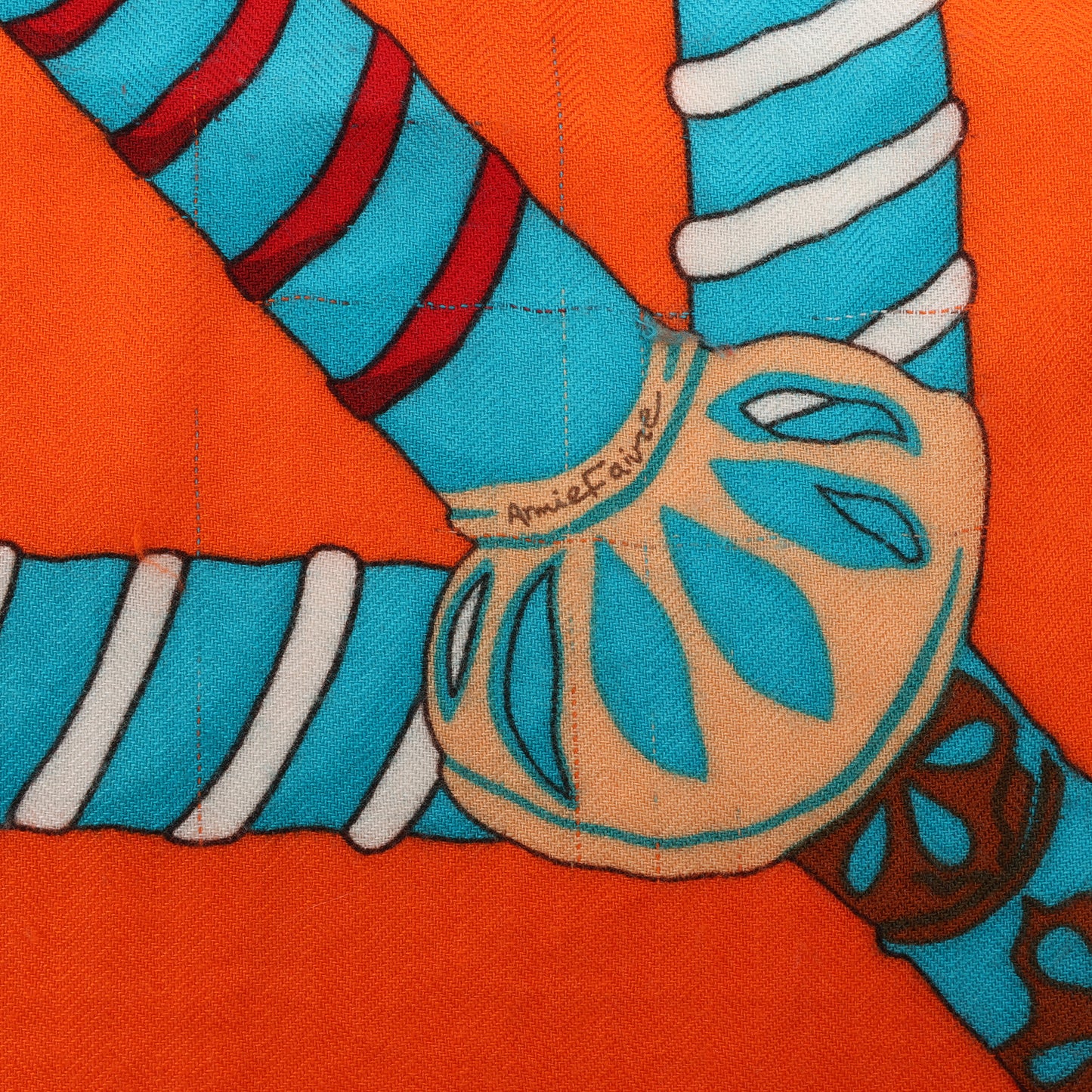 Hermès "Etendards et Bannieres" Cashmere & Silk Scarf in Orange