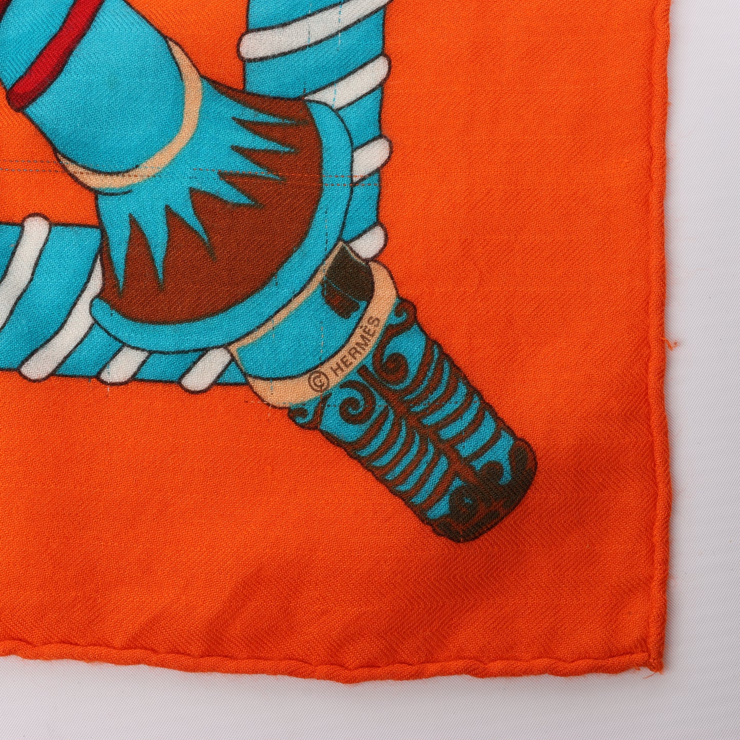 Hermès "Etendards et Bannieres" Cashmere & Silk Scarf in Orange