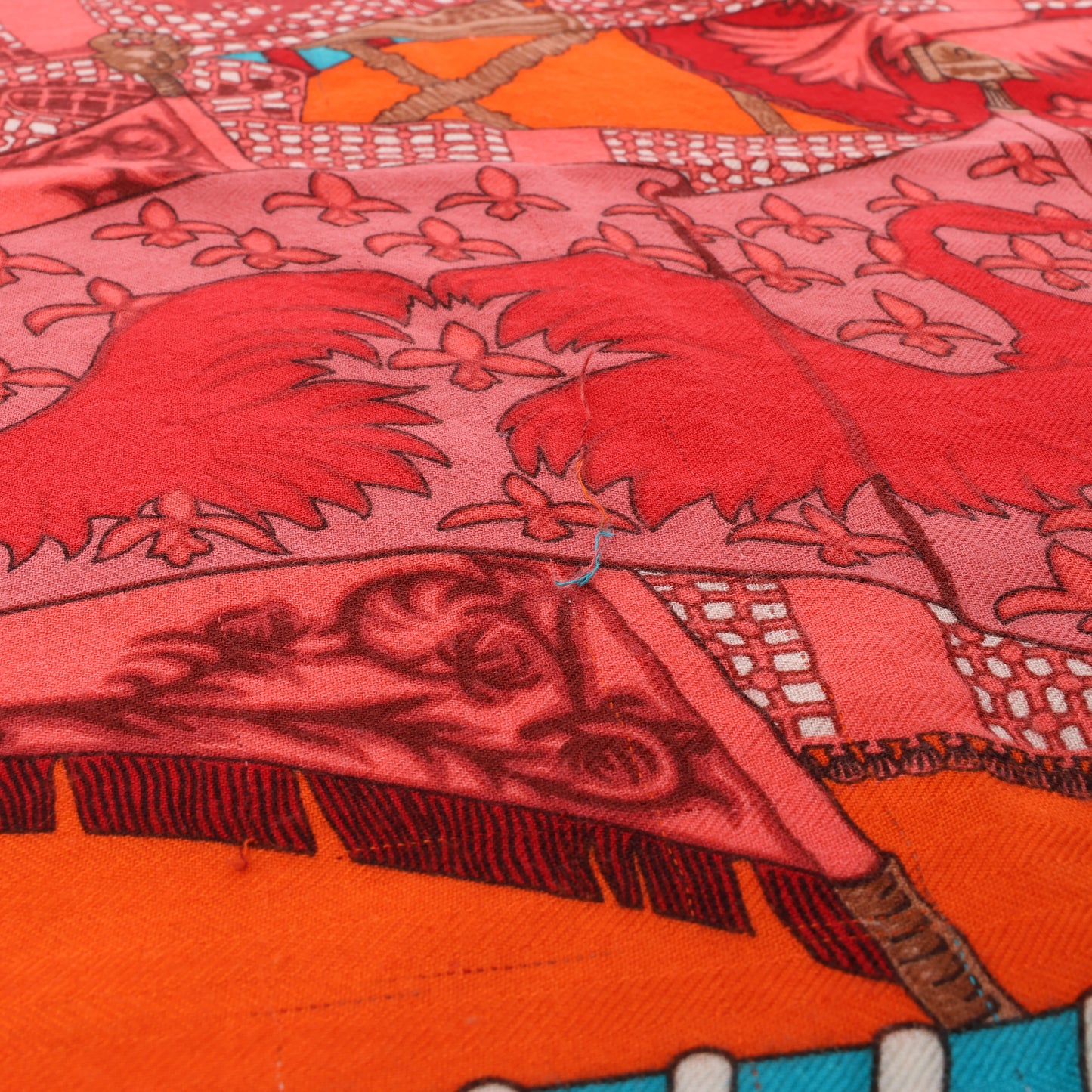 Hermès "Etendards et Bannieres" Cashmere & Silk Scarf in Orange