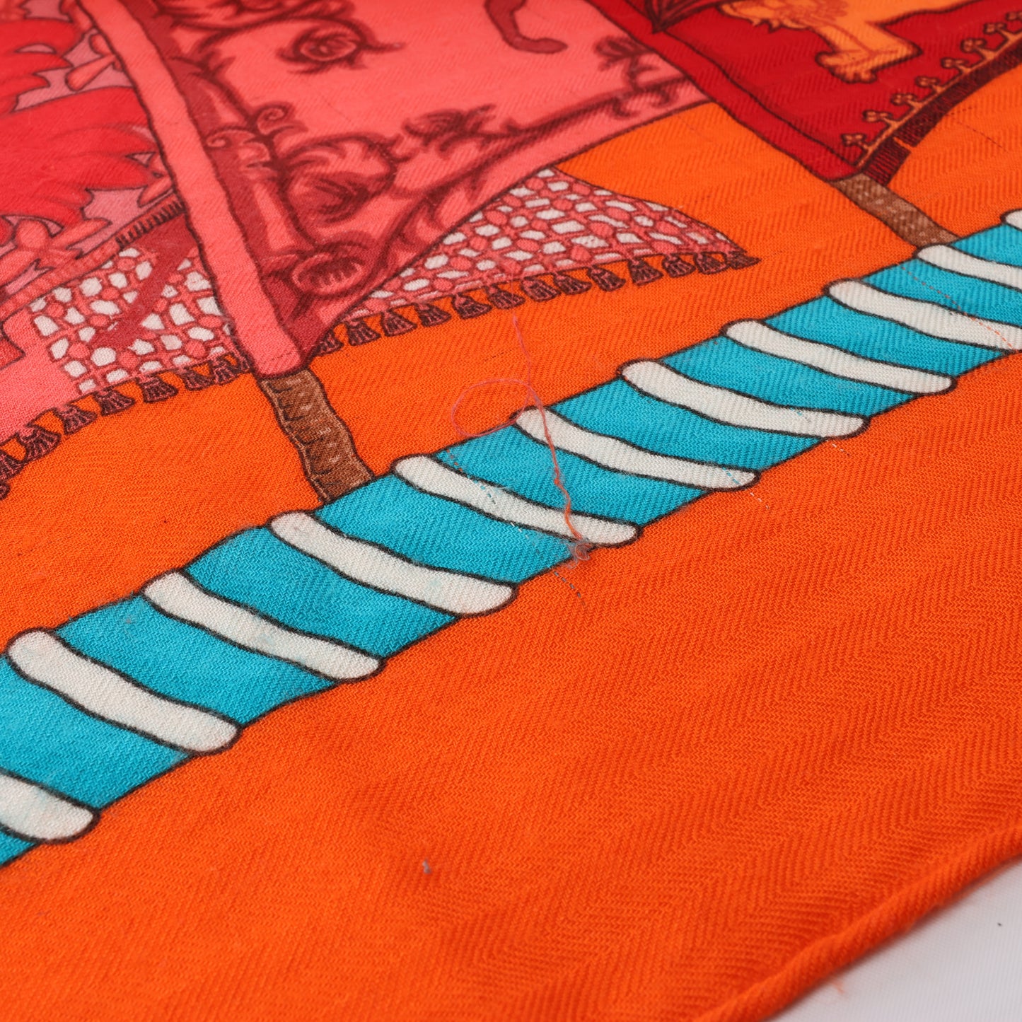 Hermès "Etendards et Bannieres" Cashmere & Silk Scarf in Orange