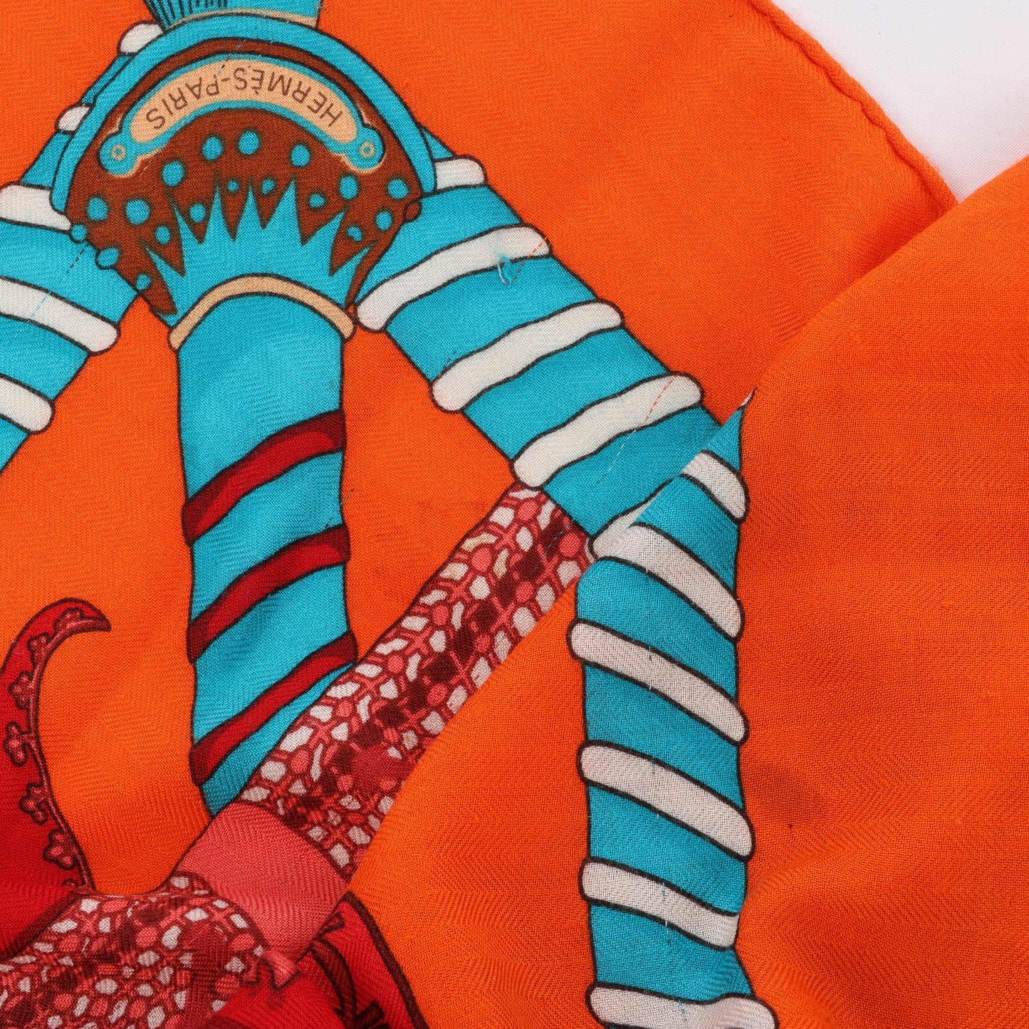 Hermès "Etendards et Bannieres" Cashmere & Silk Scarf in Orange