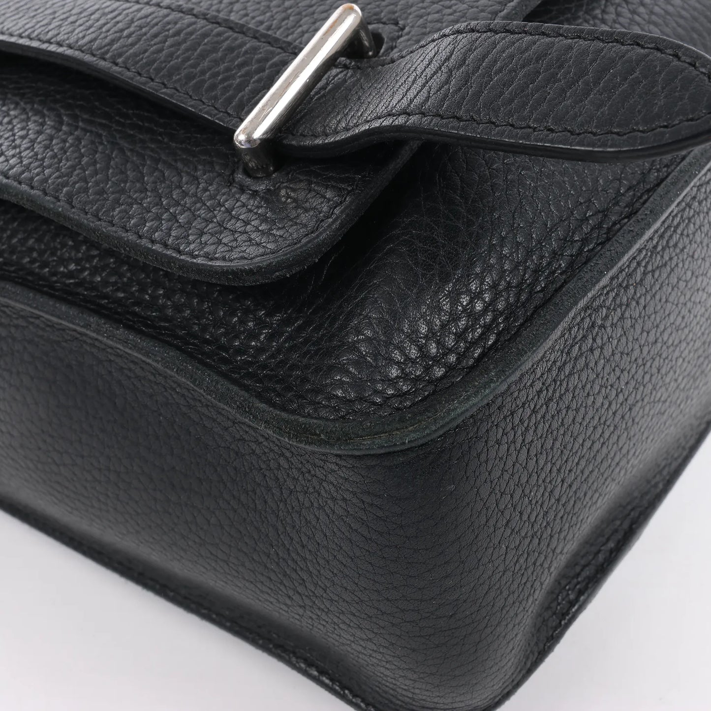 HERMES Steve Caporal 27 Taurillon Clemence in Schwarz und Silber Metallbeschläge Umhängetasche X: 2016