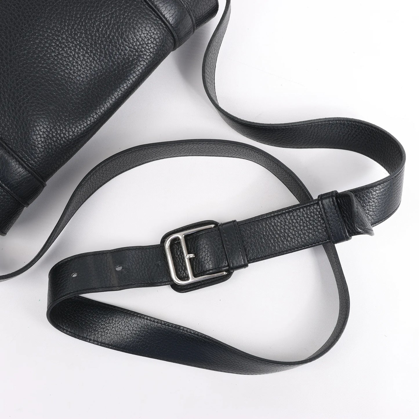 HERMES Steve Caporal 27 Taurillon Clemence in Schwarz und Silber Metallbeschläge Umhängetasche X: 2016
