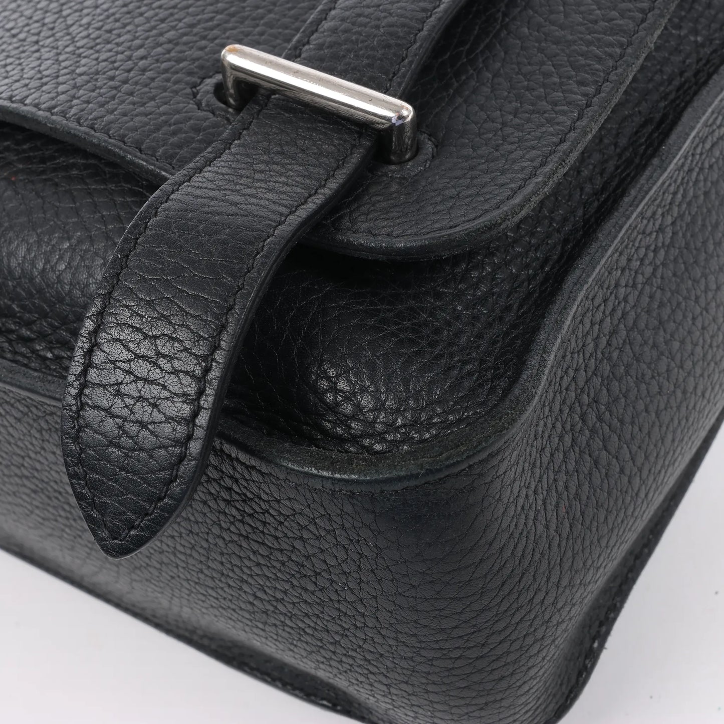 HERMES Steve Caporal 27 Taurillon Clemence in Schwarz und Silber Metallbeschläge Umhängetasche X: 2016
