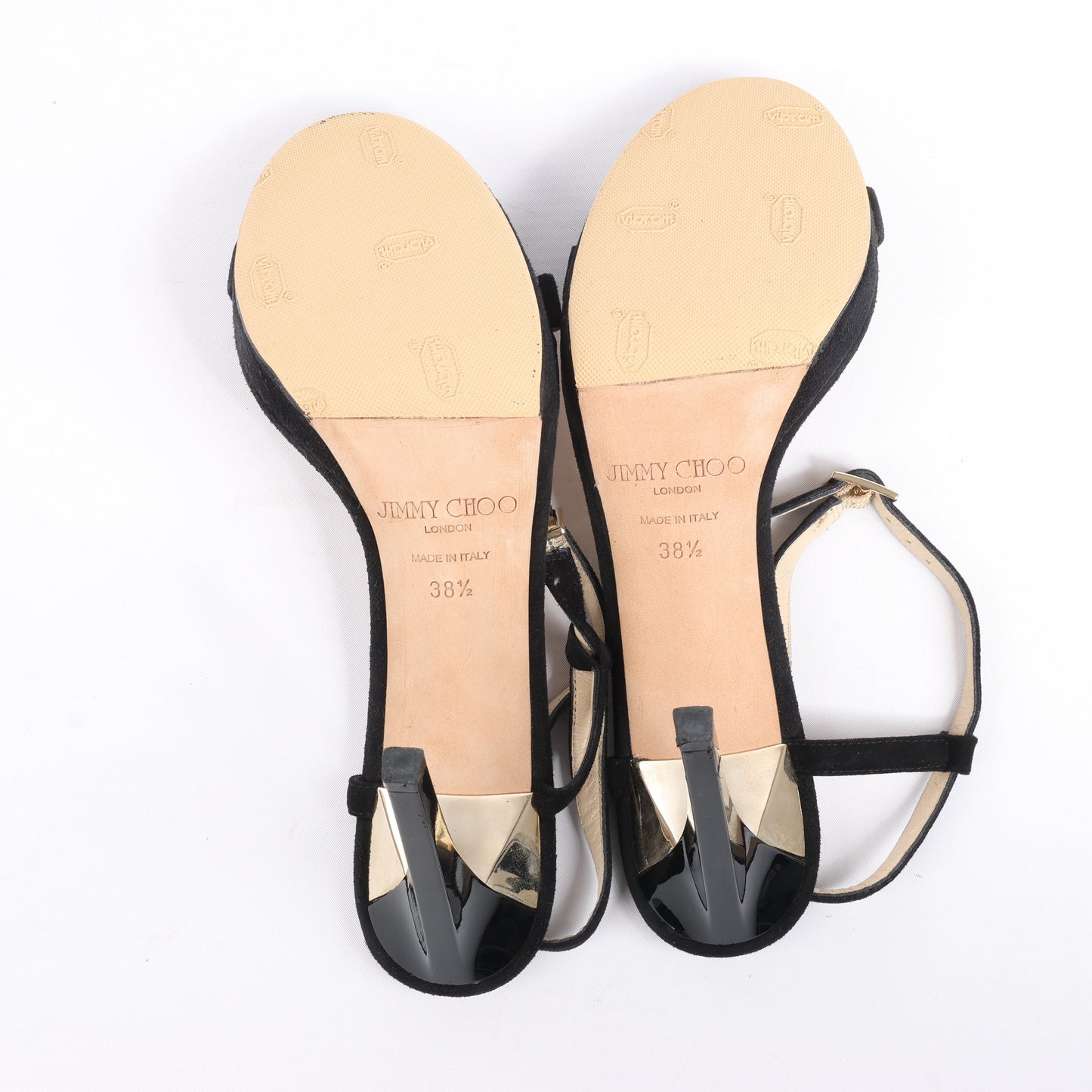 Jimmy Choo Satin Minny Ankle Strap Sandals in Black, Size 38.5 EU