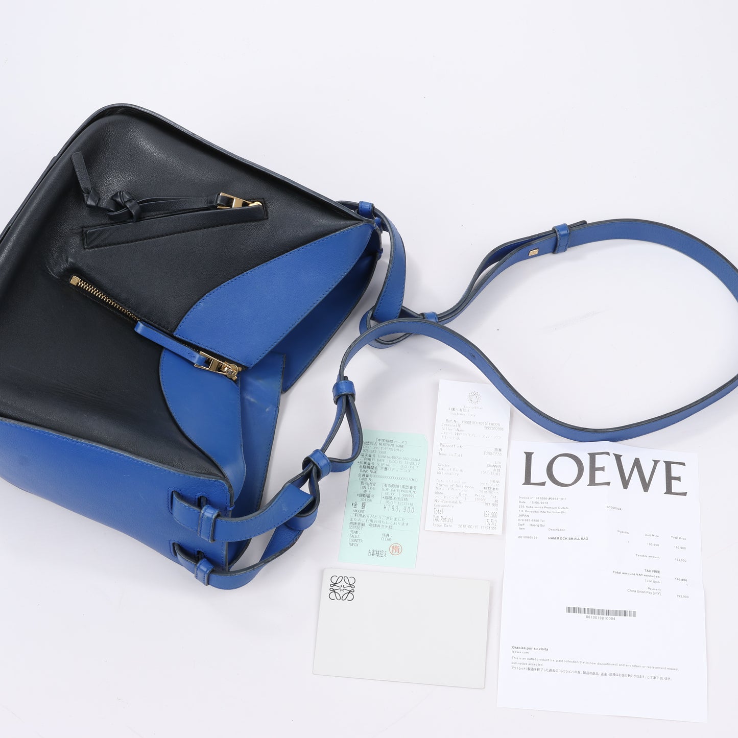 LOEWE Calfskin Small Hammock 2Way Handbag in Blue and Black