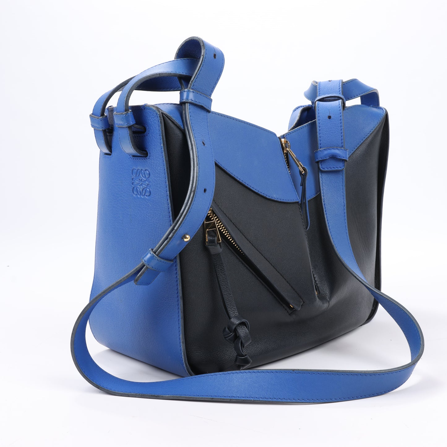 LOEWE Calfskin Small Hammock 2Way Handbag in Blue and Black