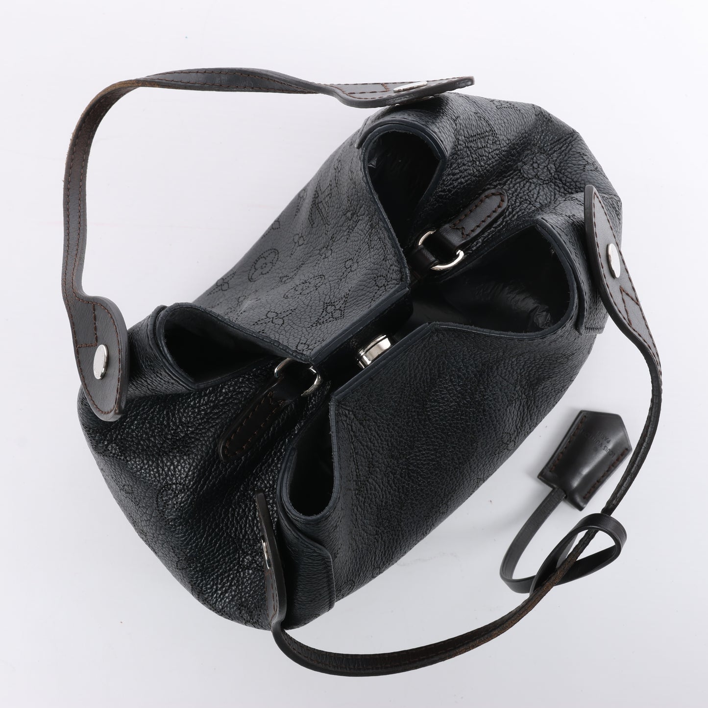 Louis Vuitton Hina Monogram Mahina Leder-Umhängetasche in Schwarz M54350