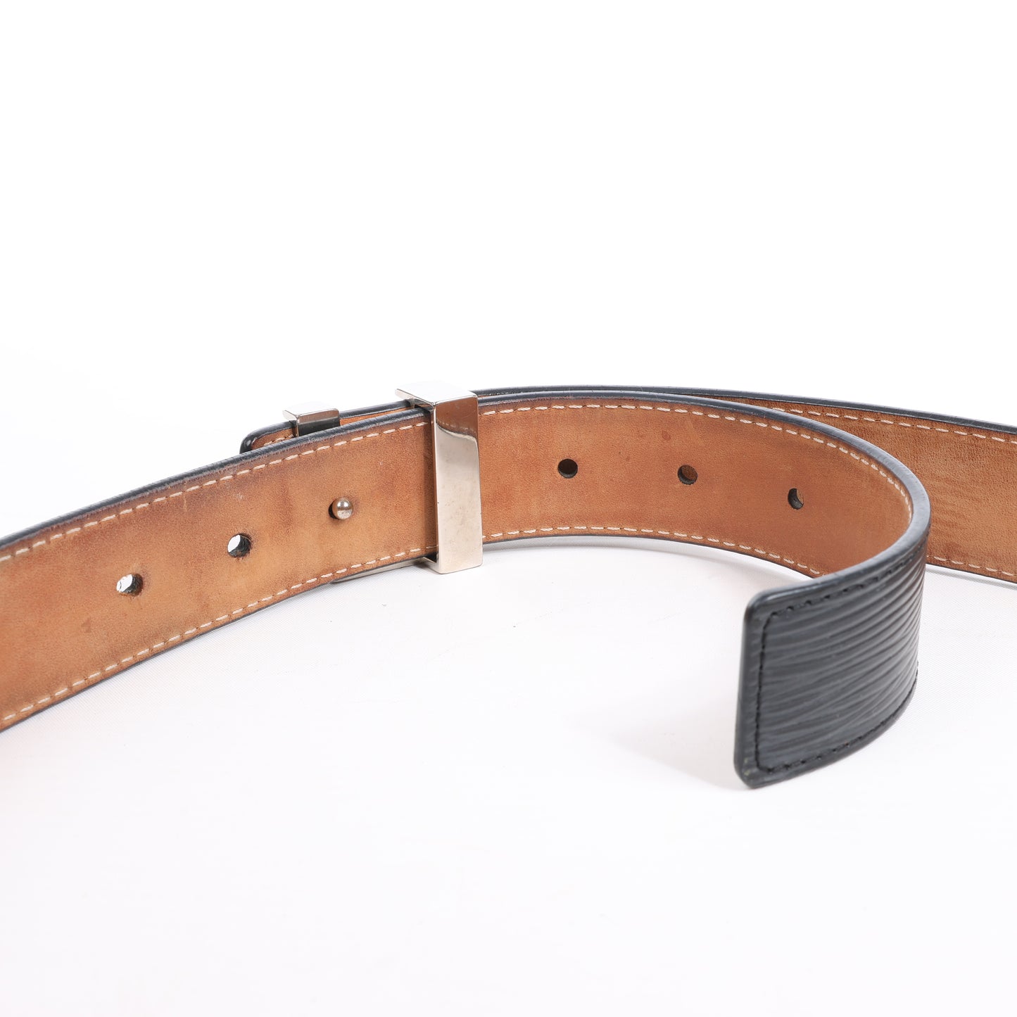 Ceinture Louis Vuitton en cuir épi LV Initiales 80 32 en noir