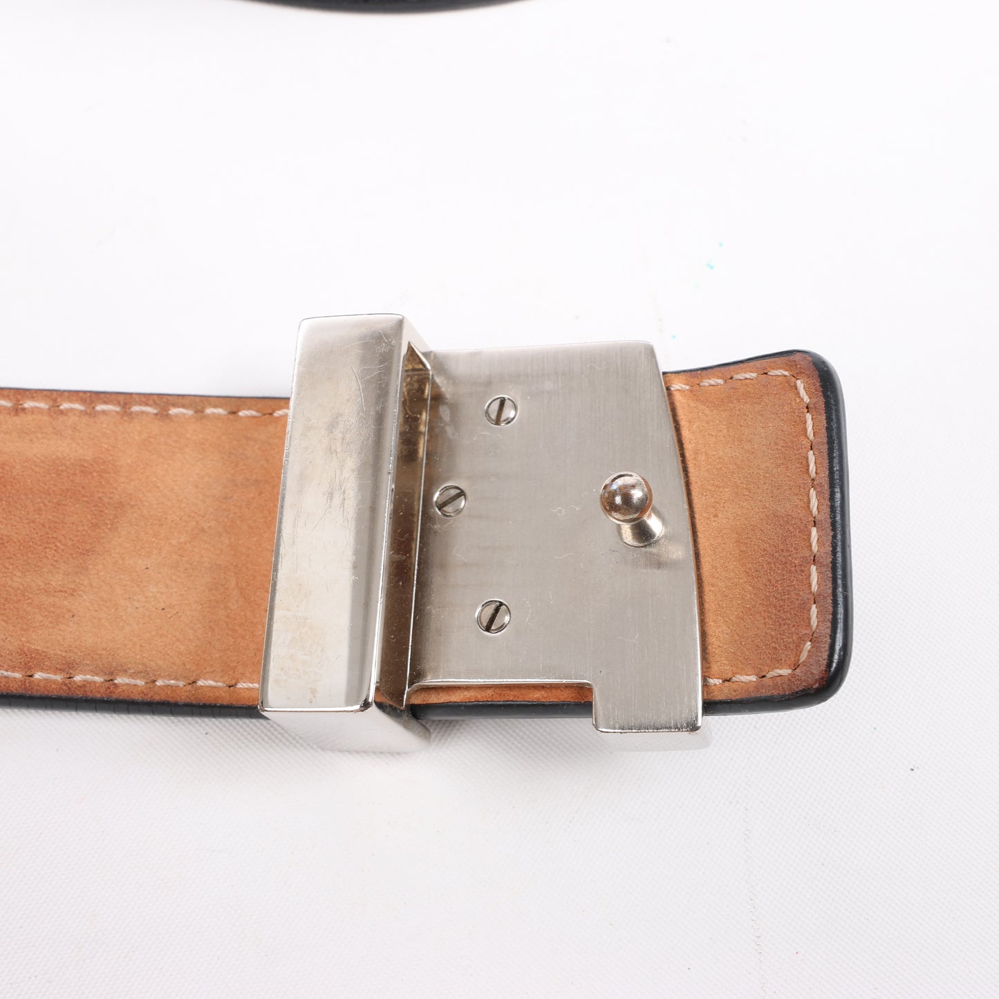 Ceinture Louis Vuitton en cuir épi LV Initiales 80 32 en noir