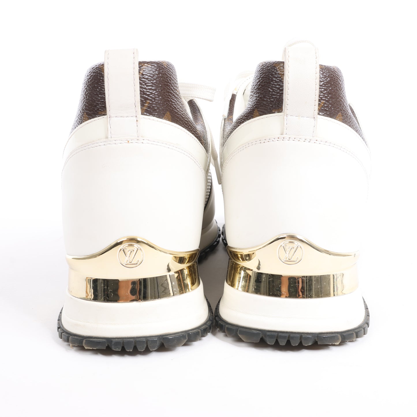 Louis Vuitton Run Away Sneakers aus Mesh und Monogram Canvas in Weiß/Braun, Größe 38,5 EU