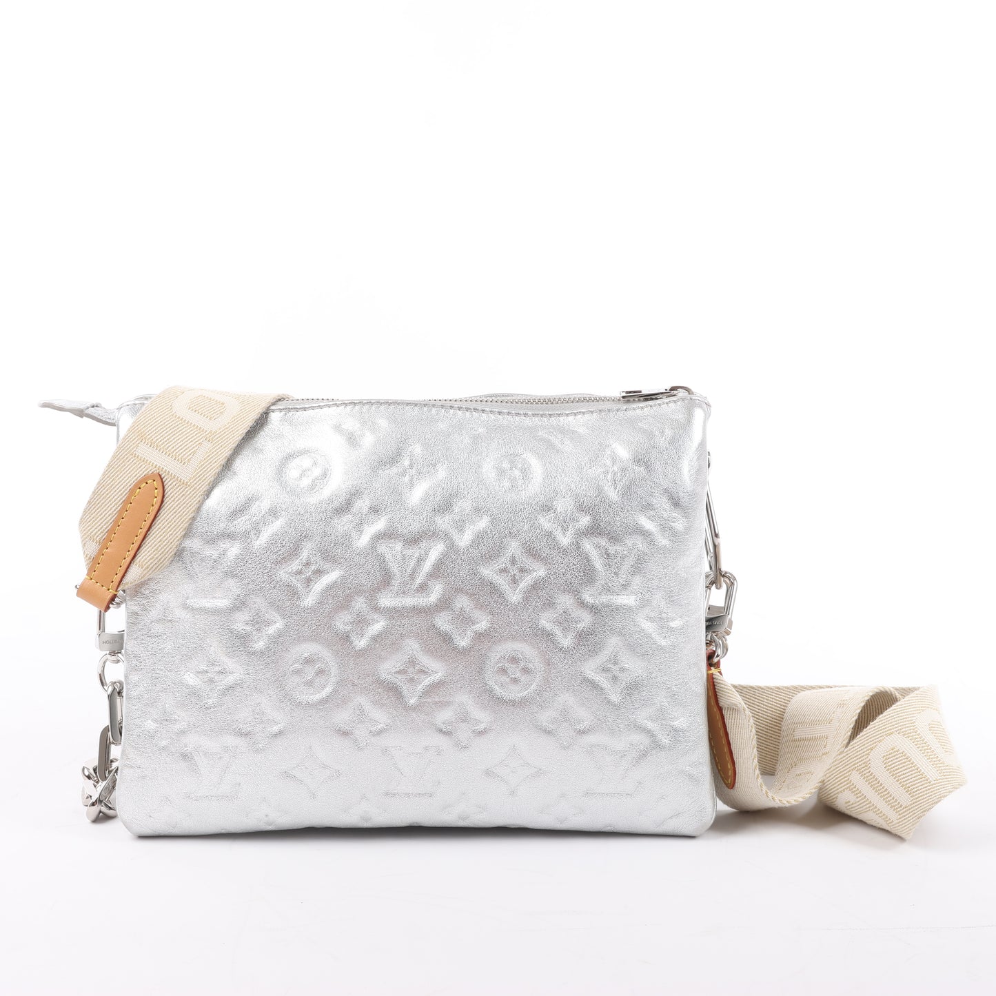 Louis Vuitton Coussin PM 2Way-Umhängetasche mit Monogrammprägung in Silber M57913
