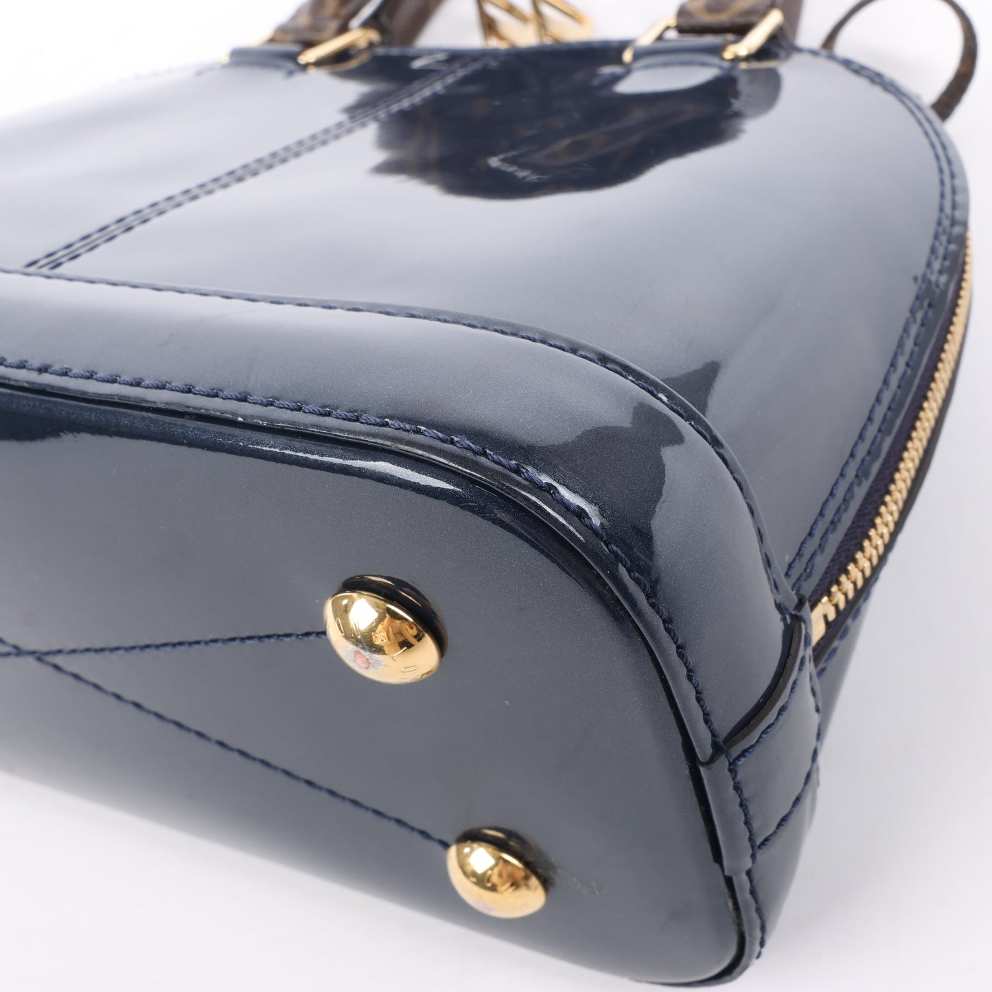 Louis Vuitton Alma BB Monogram Canvas and Vernis Leather Handbag in Navy M54705
